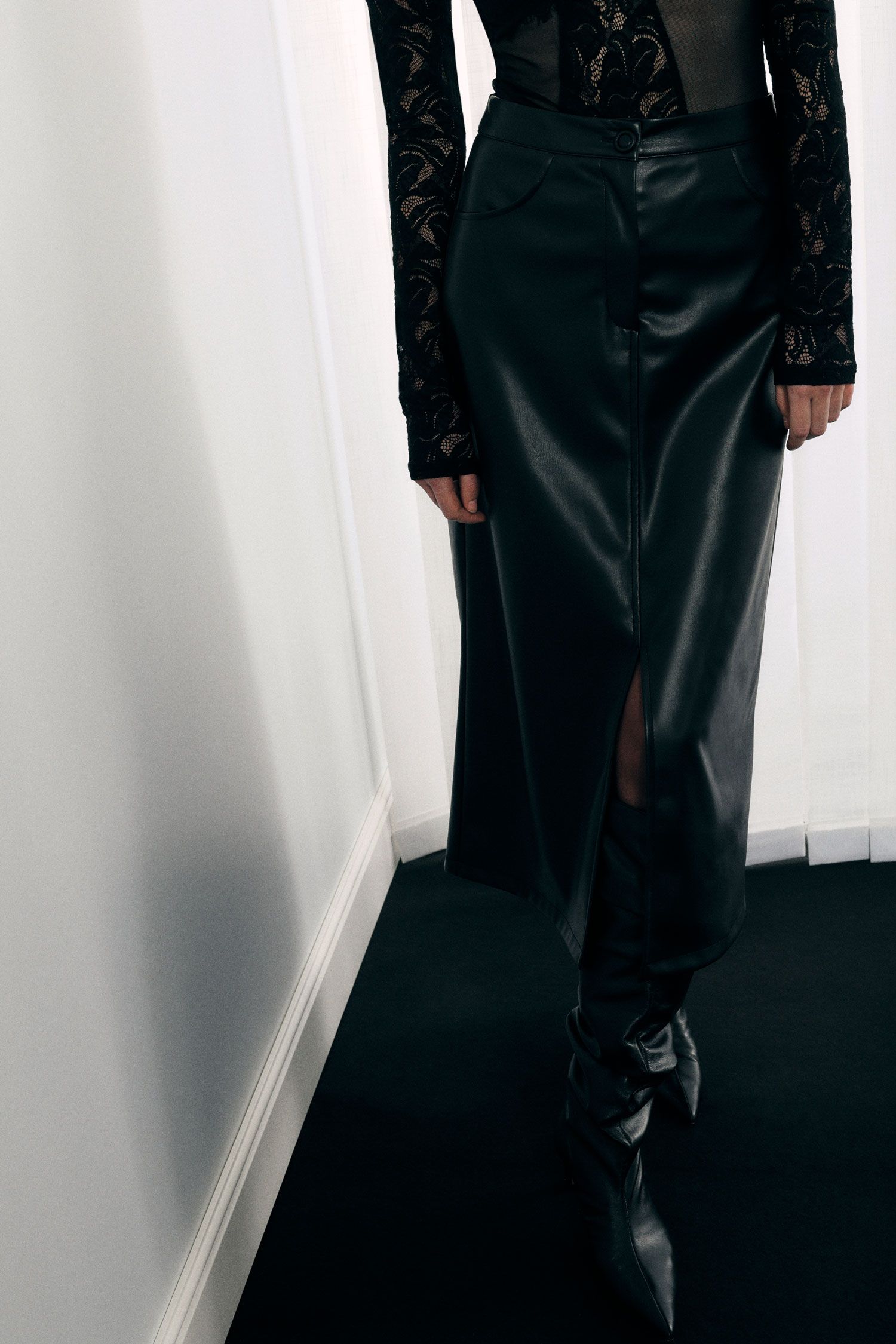 Gonna midi a vita alta con tasche e spacco frontale Imperial