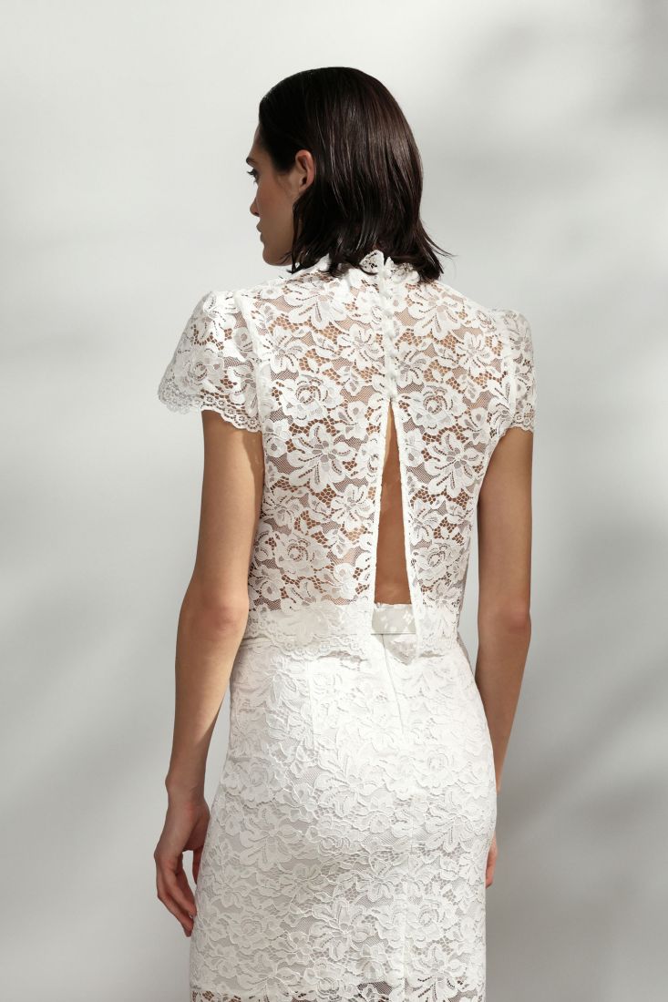 Top con maniche corte in pizzo Imperial