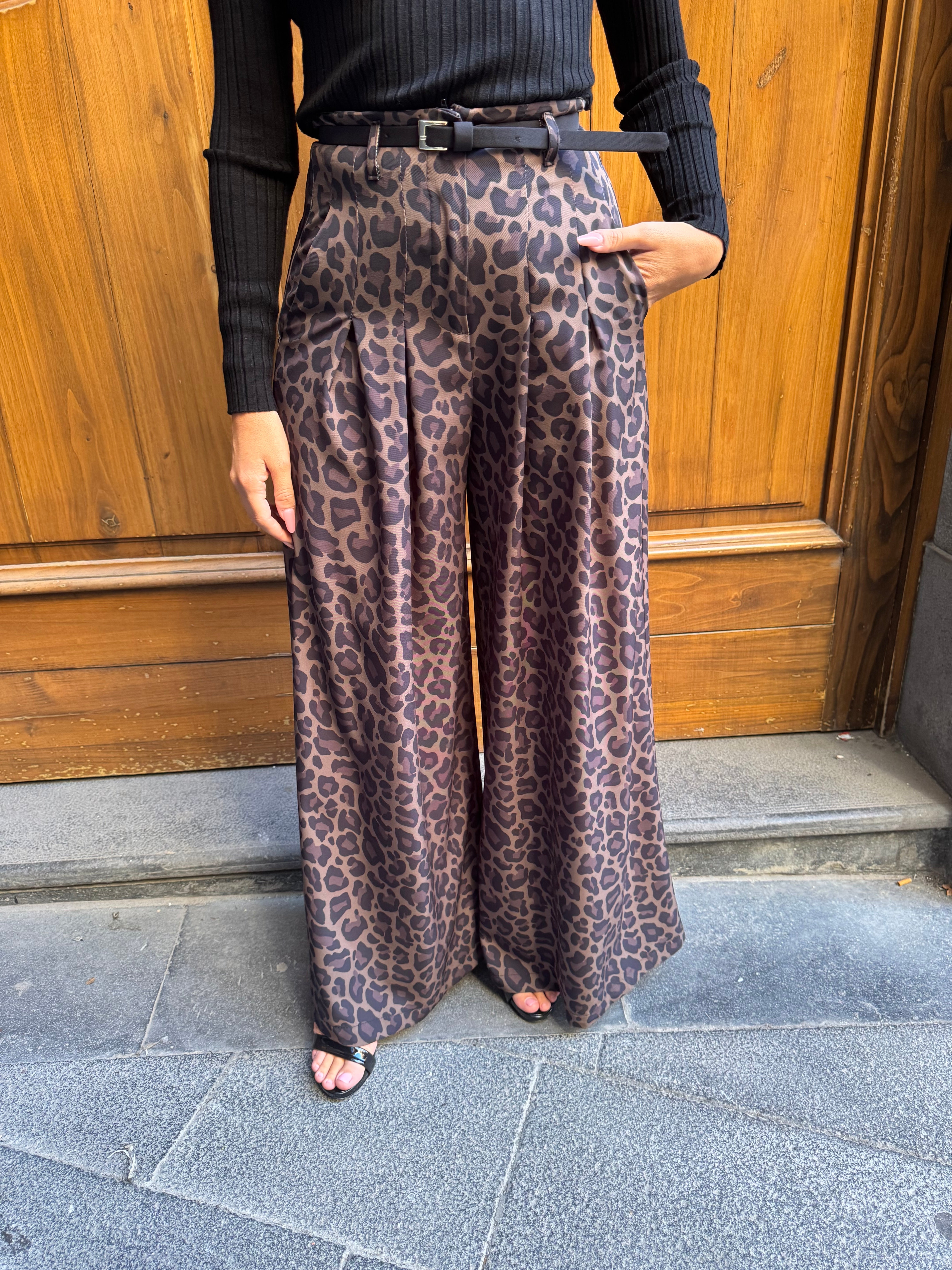 Pantaloni ampi vita alta stampati Imperial