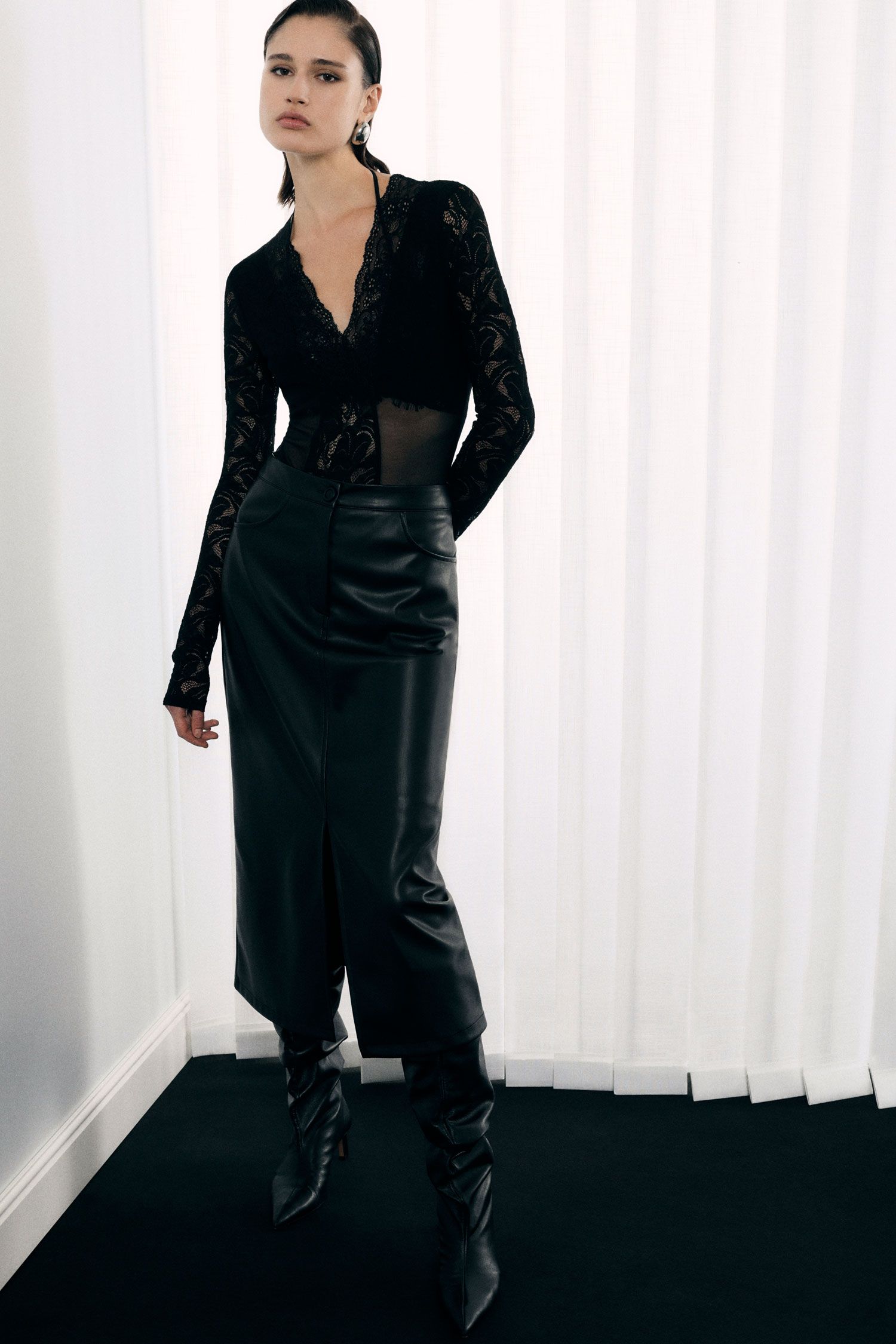 Gonna midi a vita alta con tasche e spacco frontale Imperial