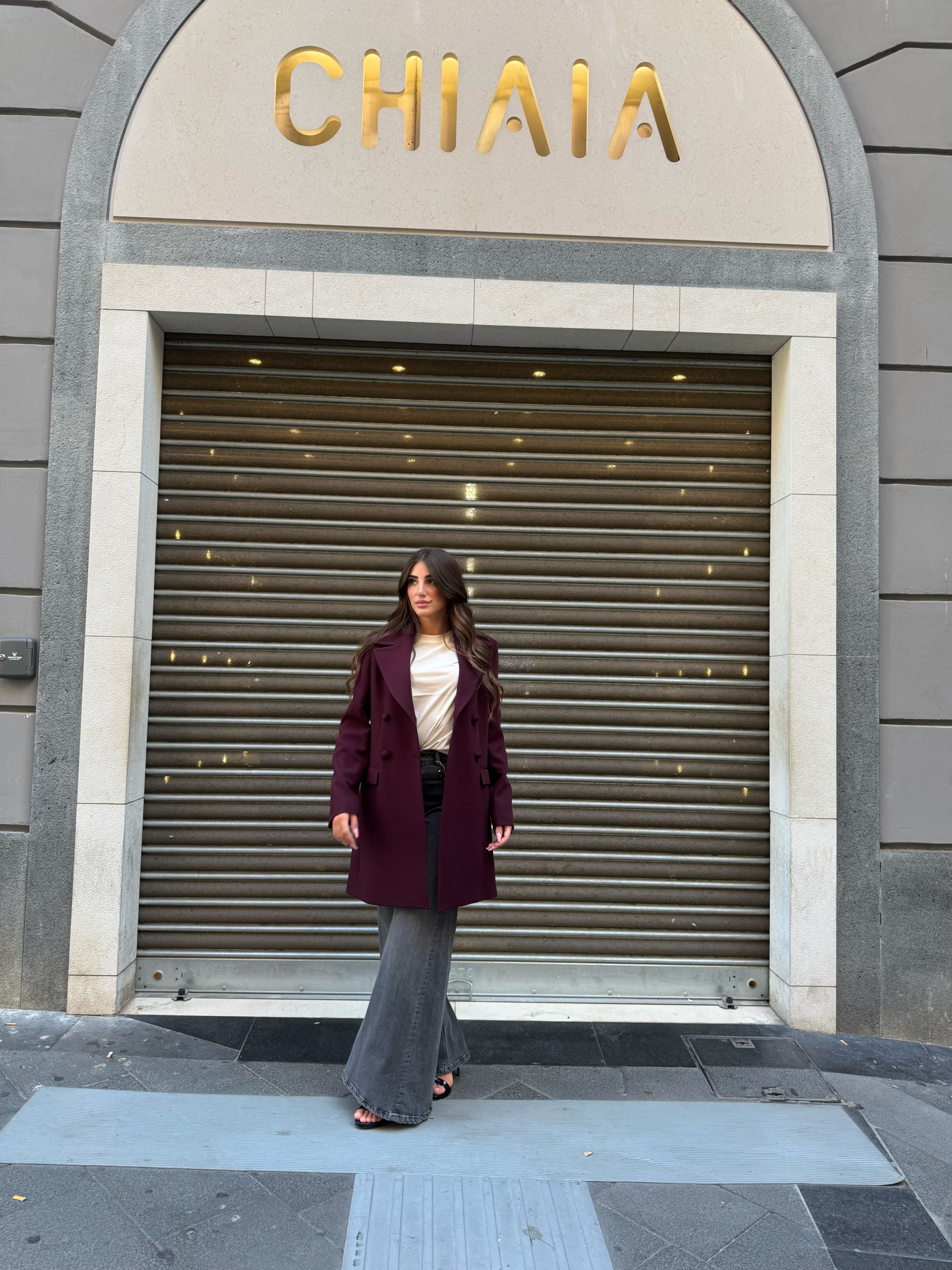 Cappotto doppio petto in crepe Hanita