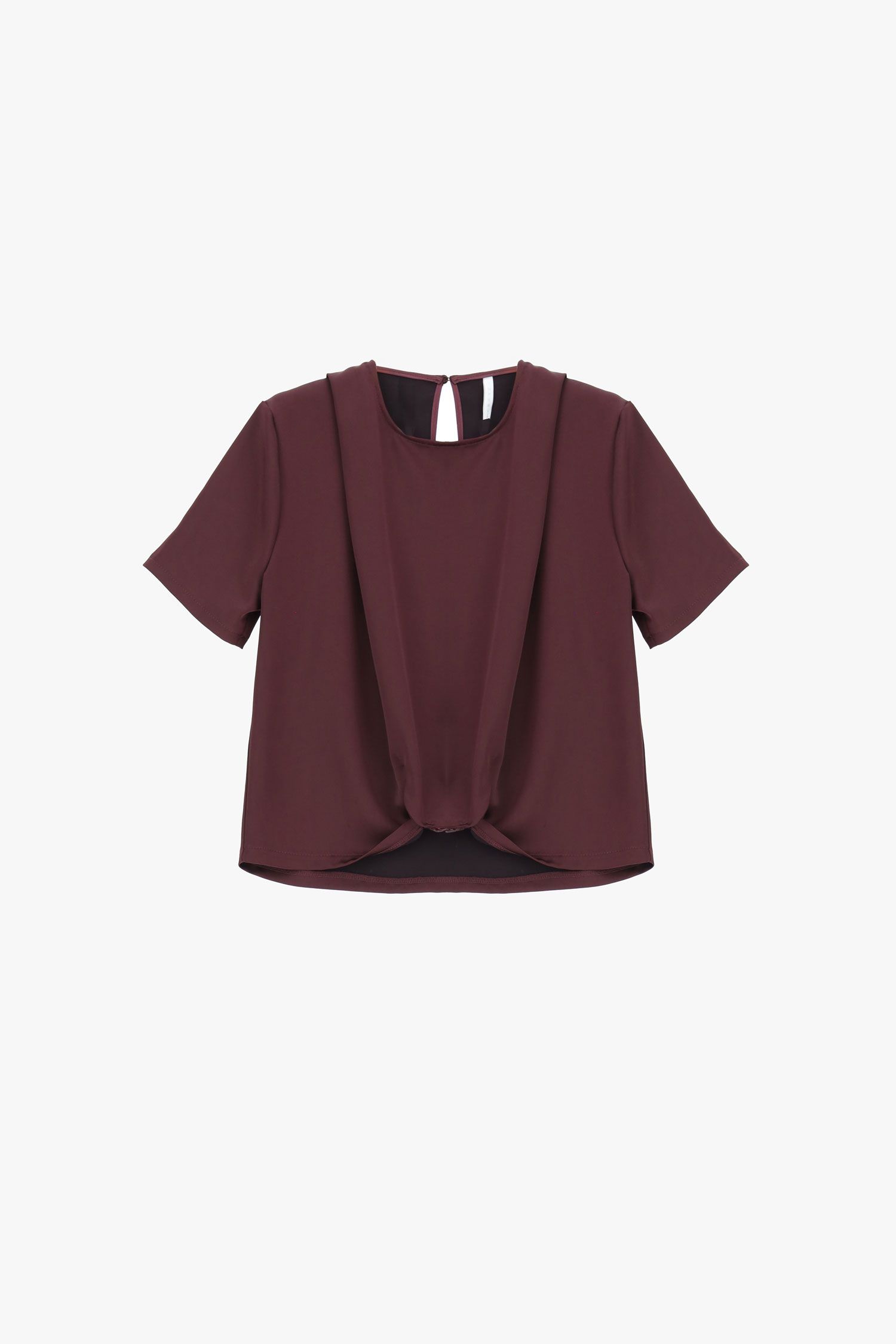 T-Shirt in tessuto satinato con maniche corte e dettaglio arricciato sul fondo Imperial