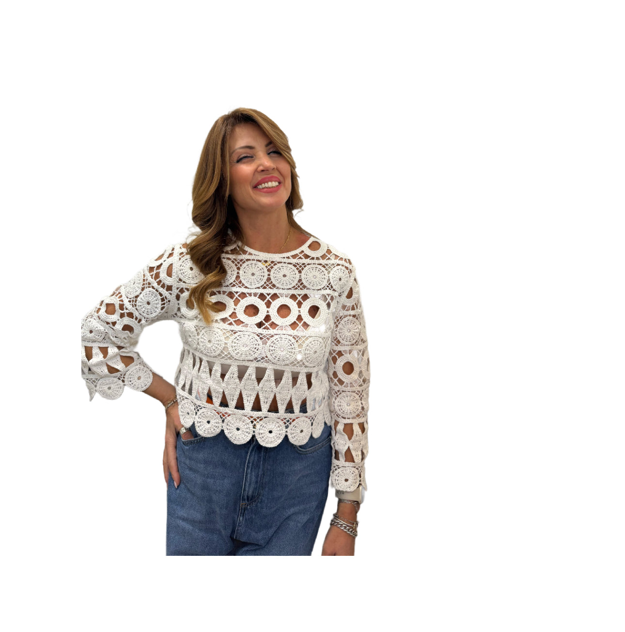 Maglia manica lunga in crochet