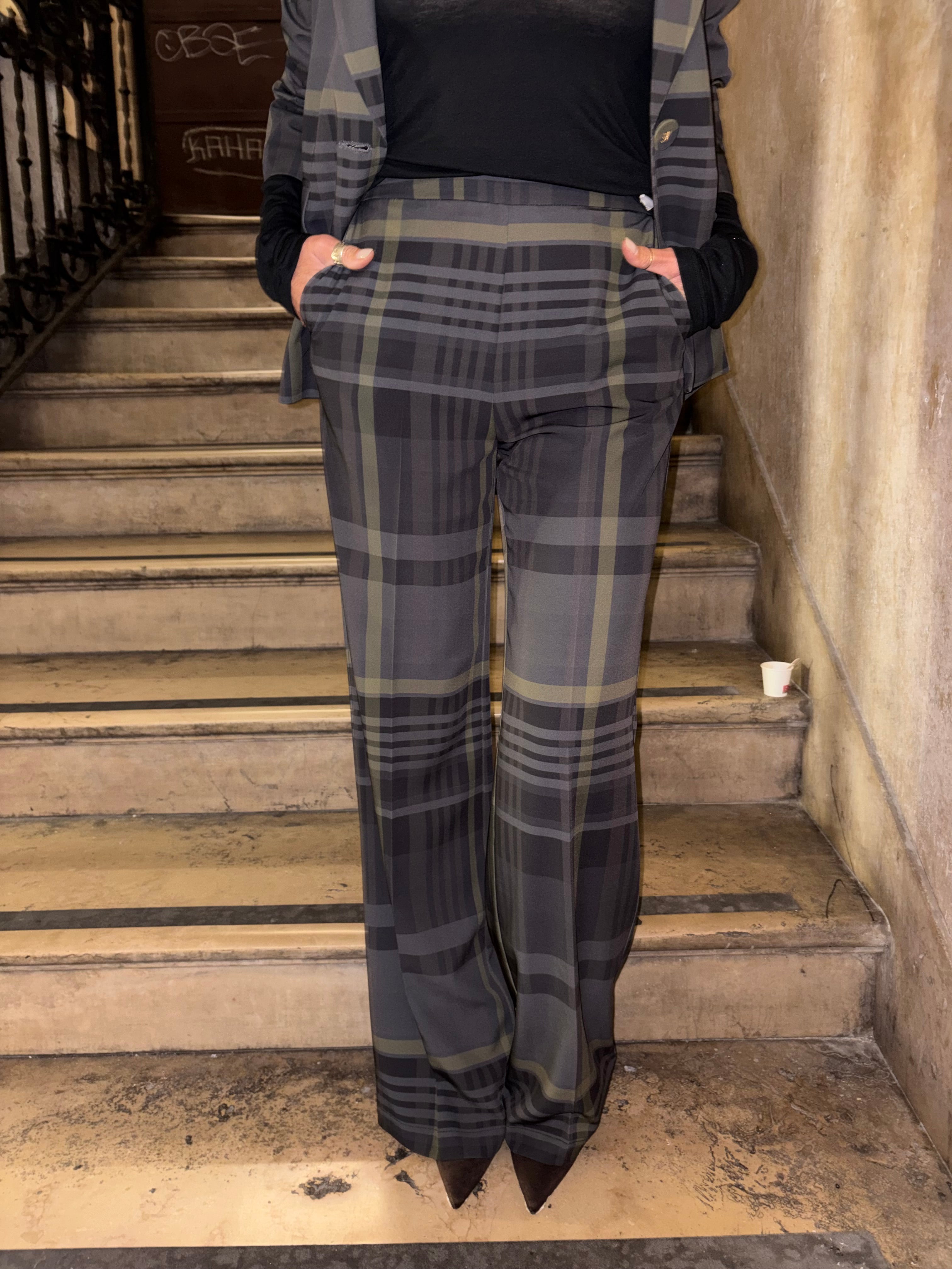 Pantaloni fluidi in check Imperial