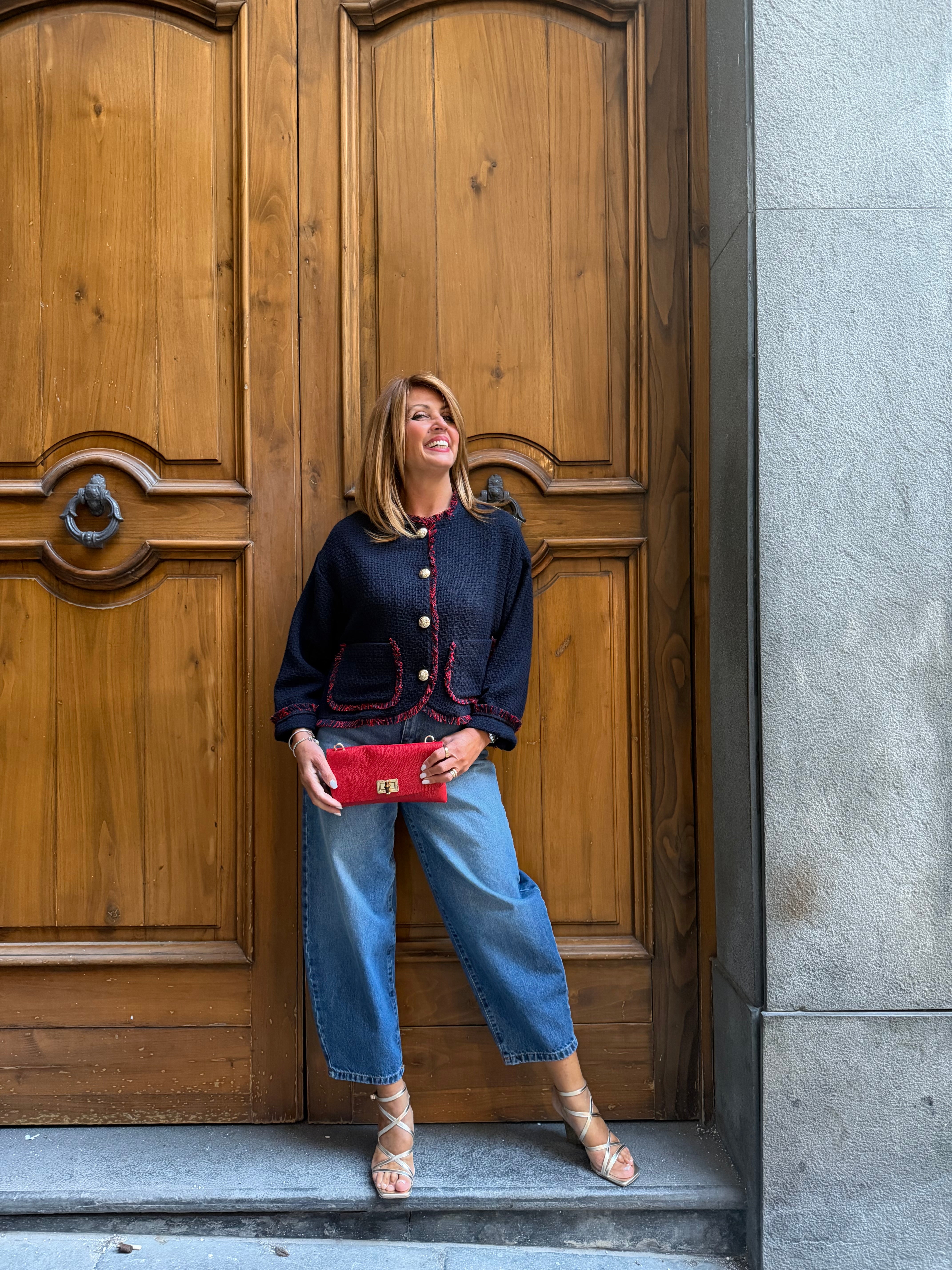 Giacca tweed corta con profili sfrangiati Dixie