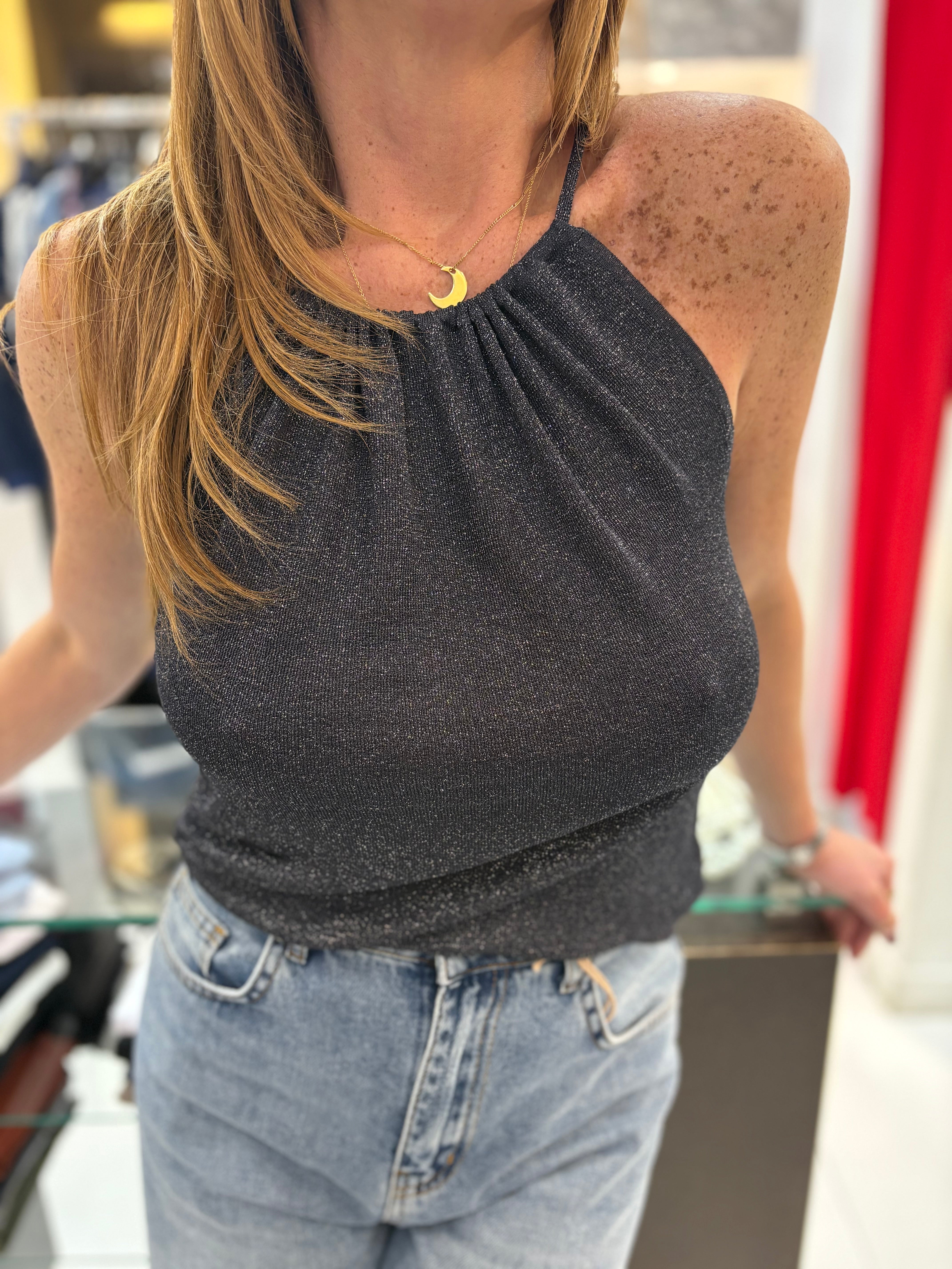 Top in maglia halter lurex Kaos Donna