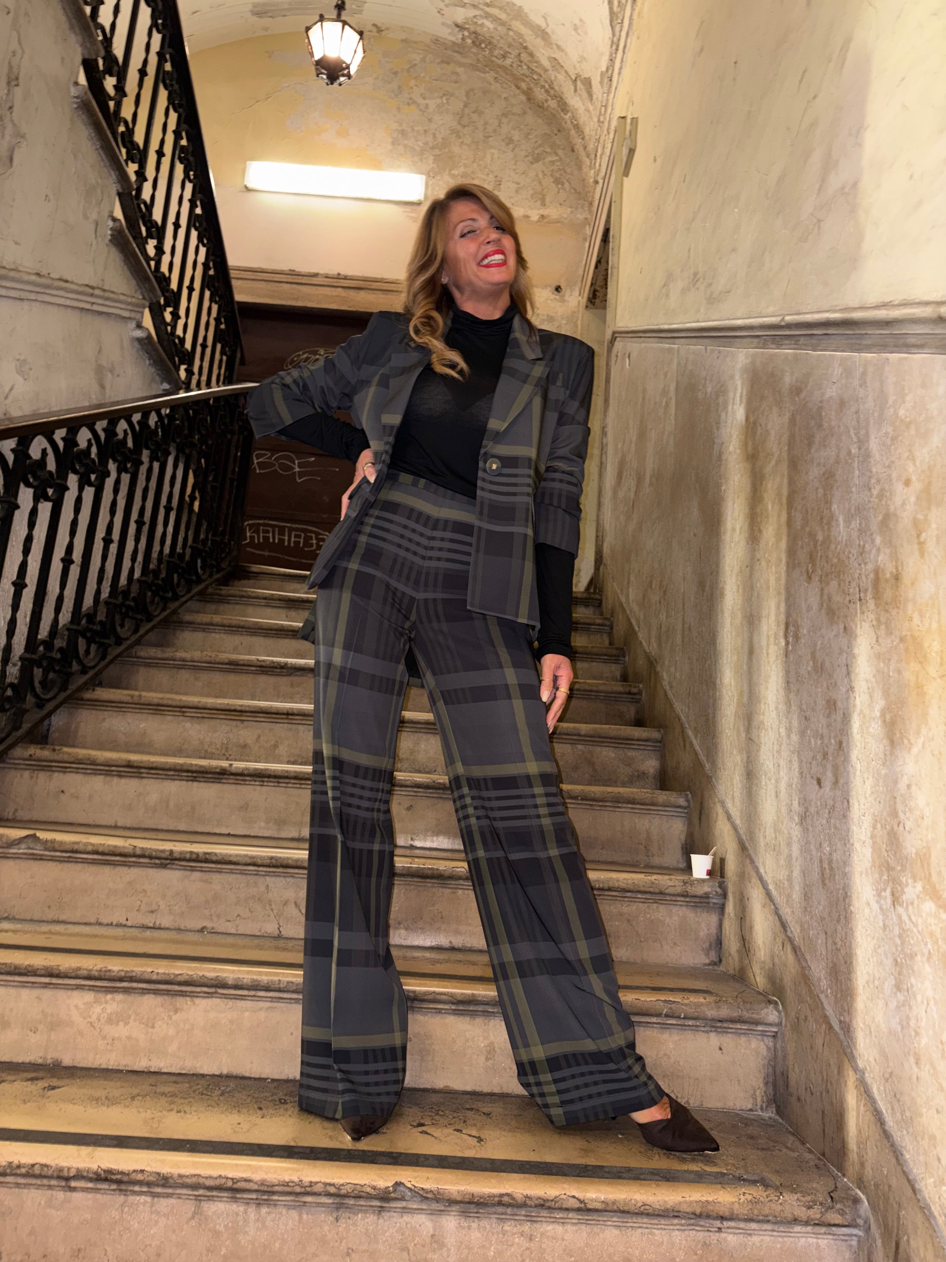 Pantaloni fluidi in check Imperial
