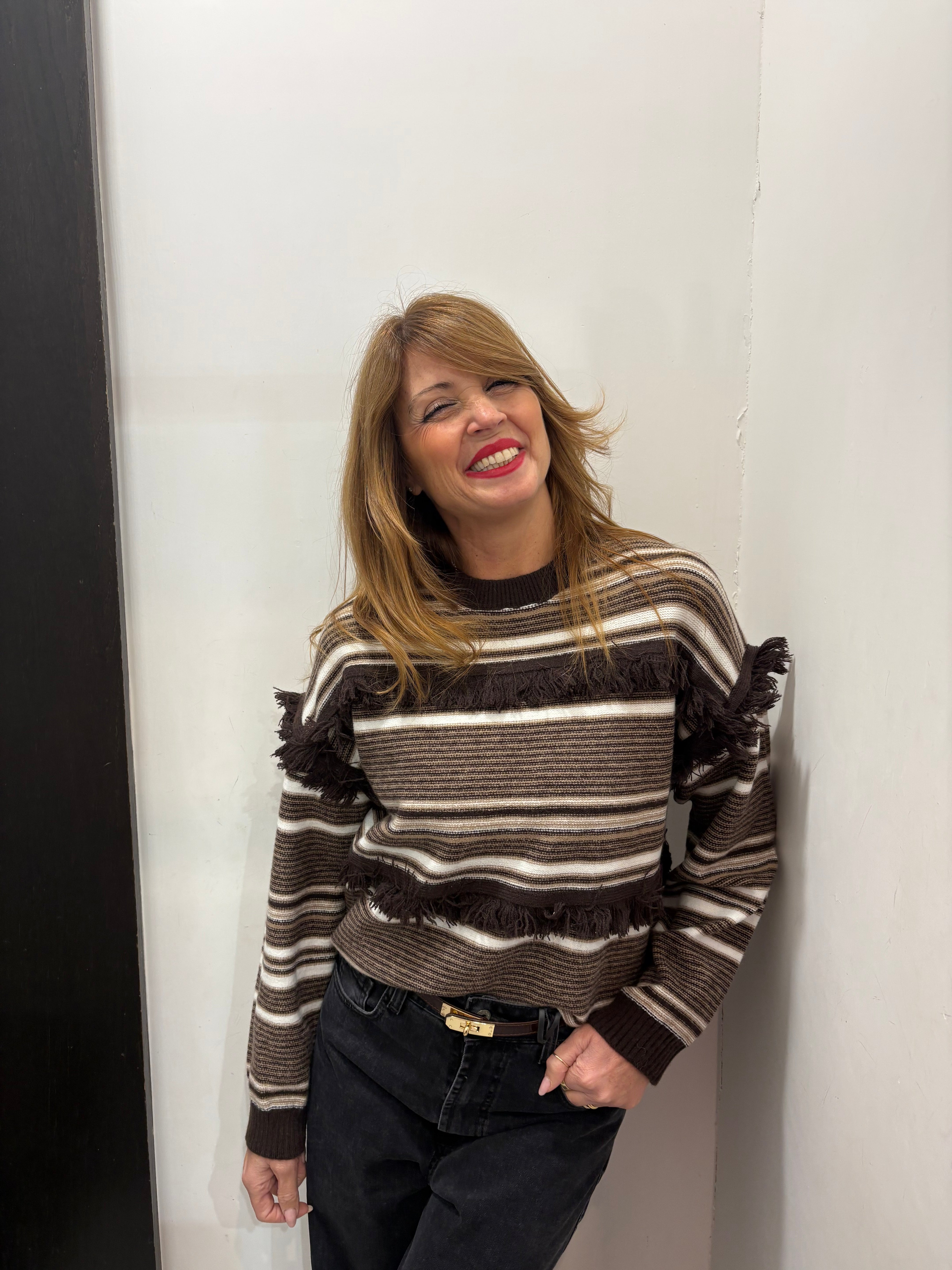 Maglia girocollo con frange Emisphere