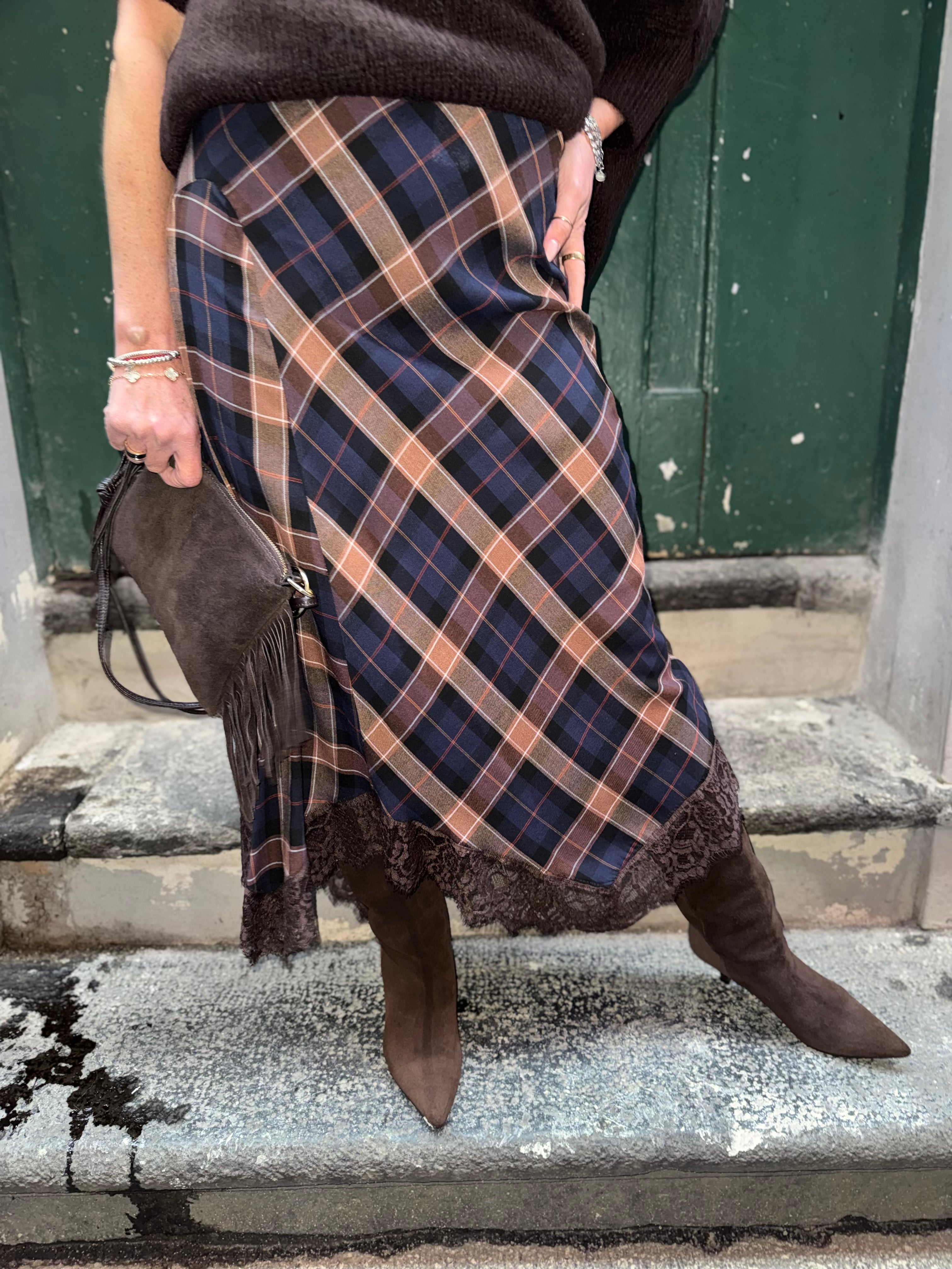 Gonna tartan con pizzo Imperial