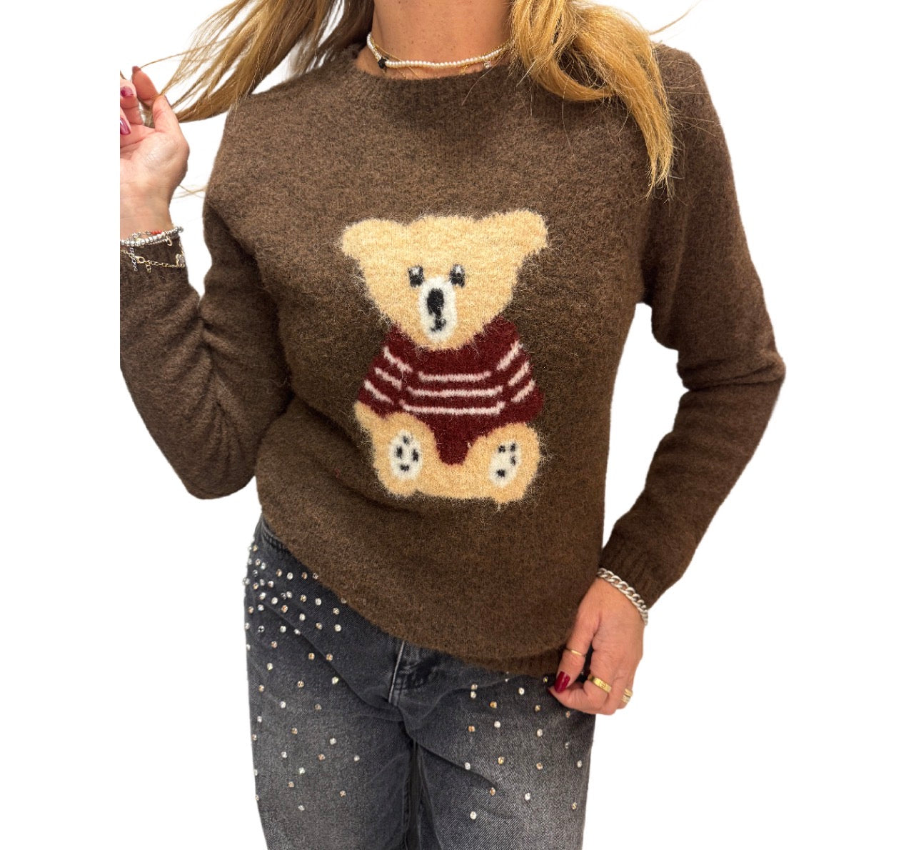 Maglia Teddy in lana con ricamo orsetto
Emisphere