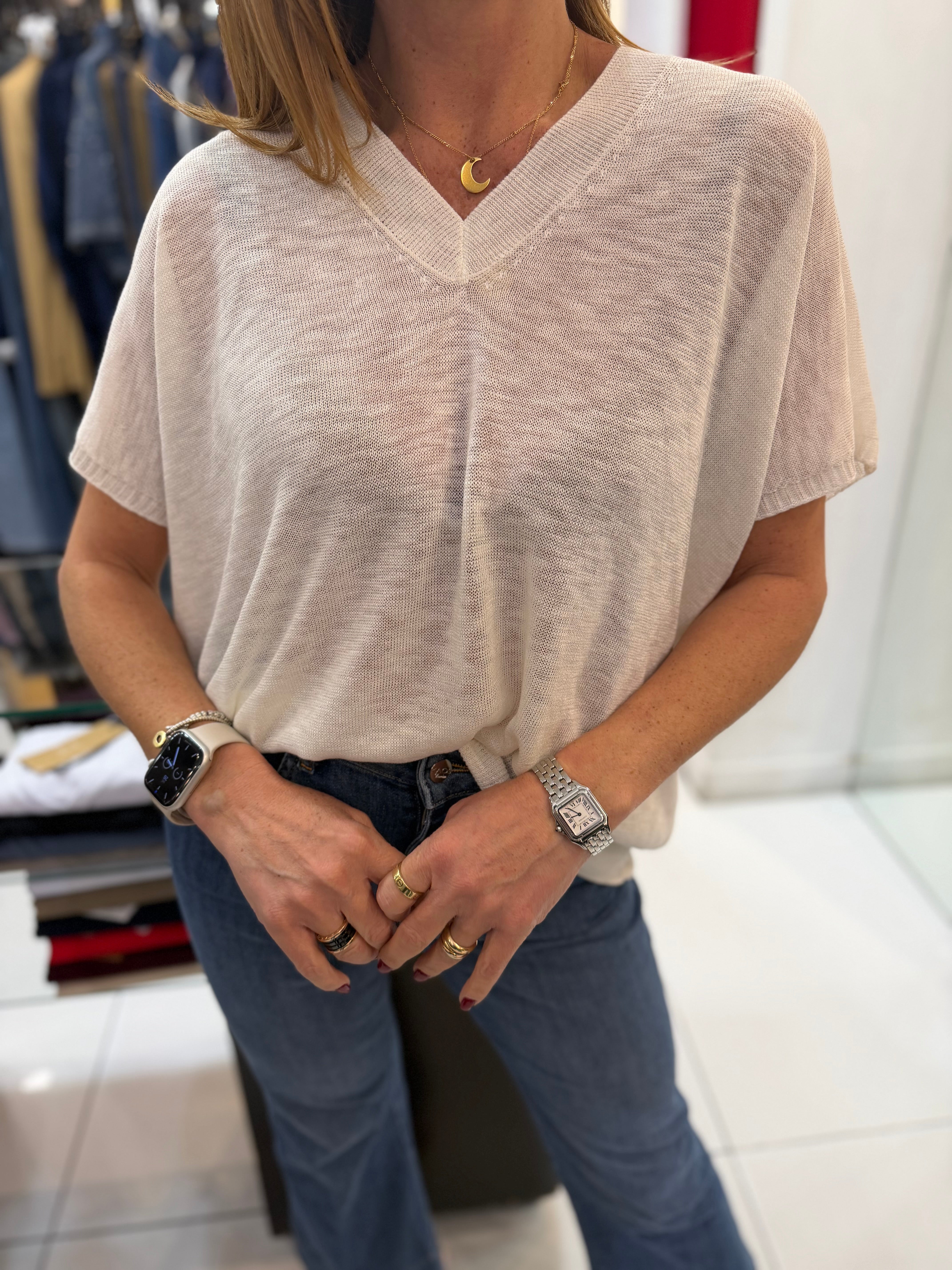 Maglia in filo leggero scollo a V Kaos Donna