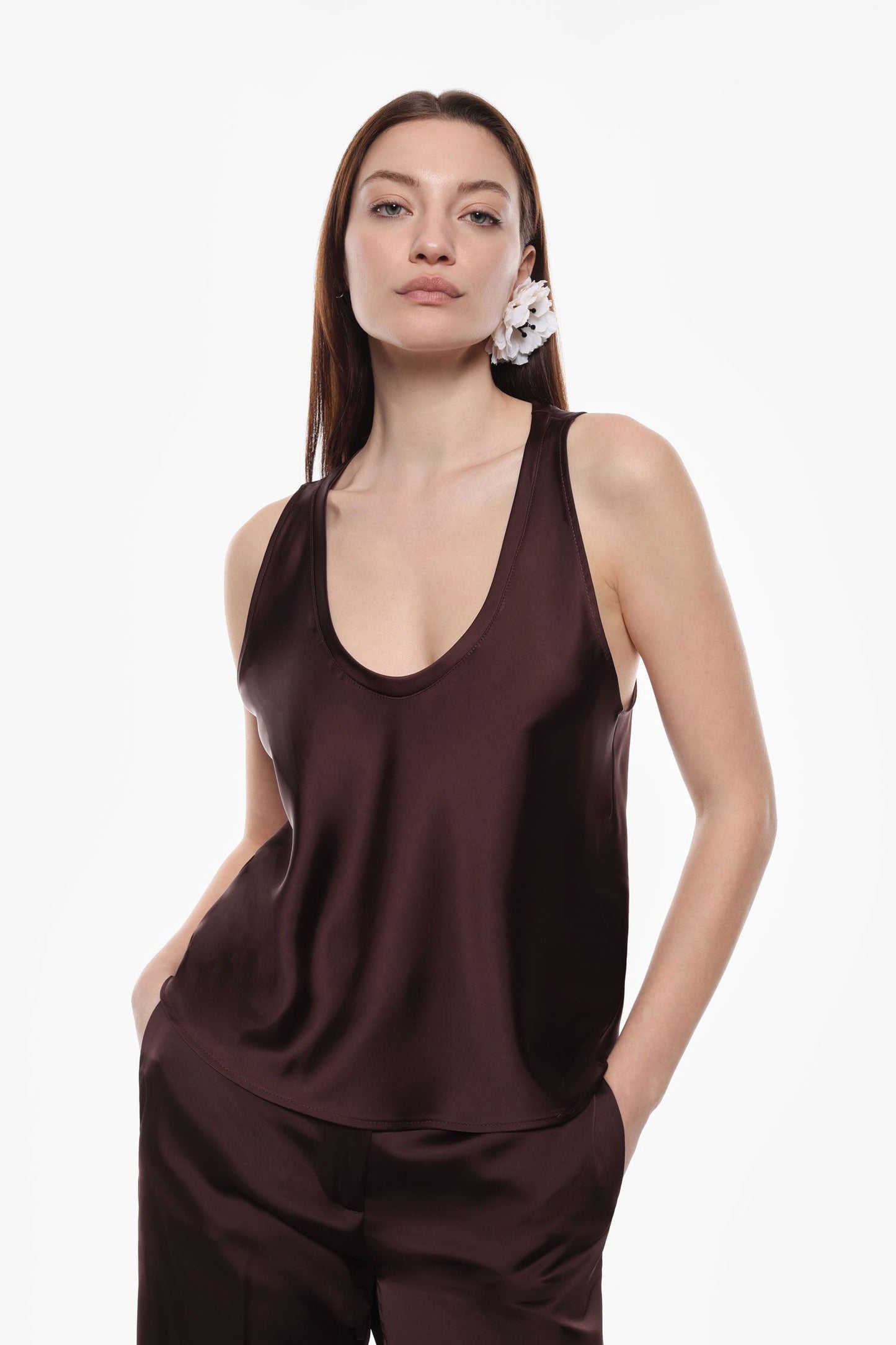 Canotta satinata con scollo arrotondato Imperial