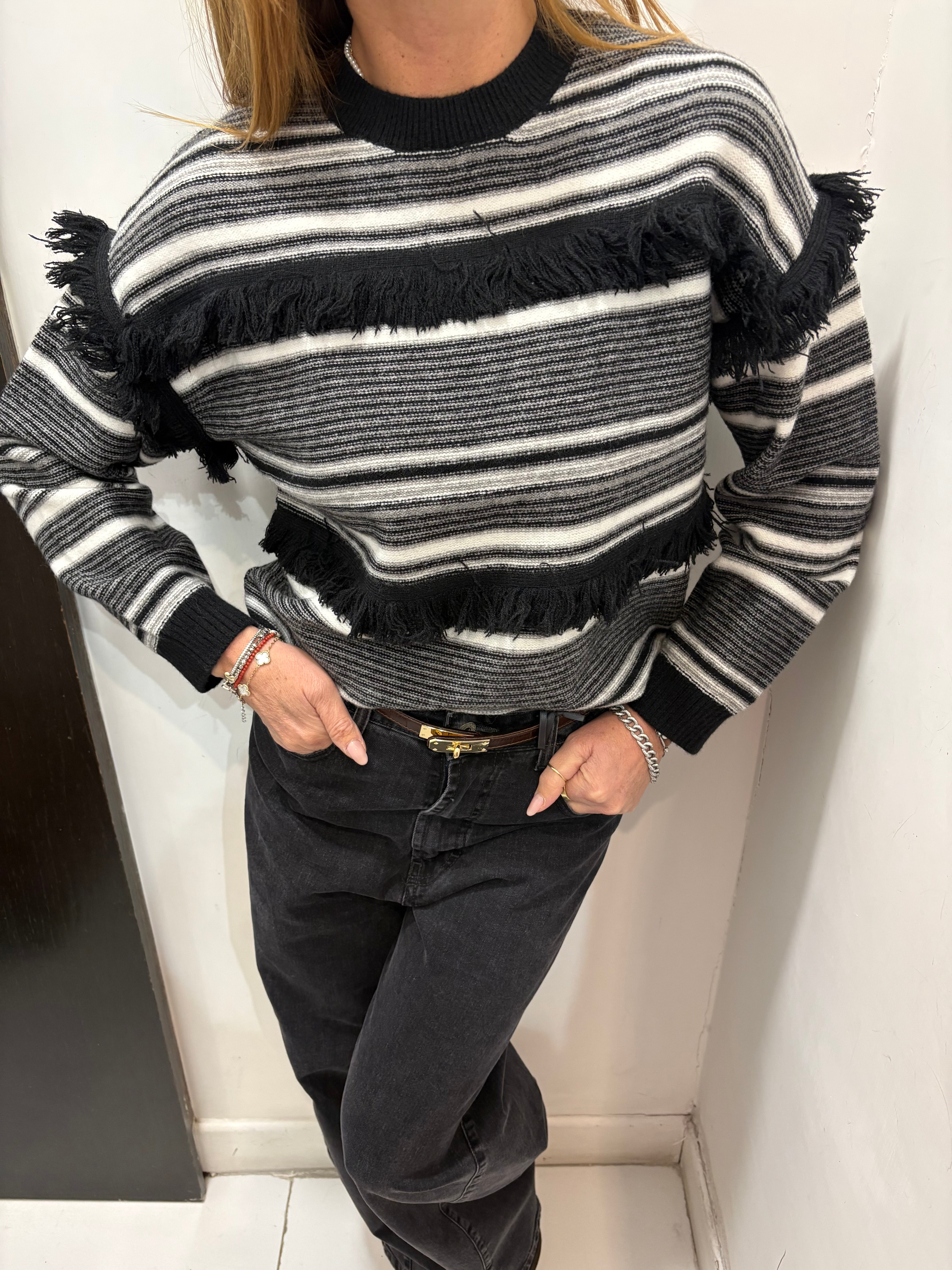 Maglia girocollo con frange Emisphere