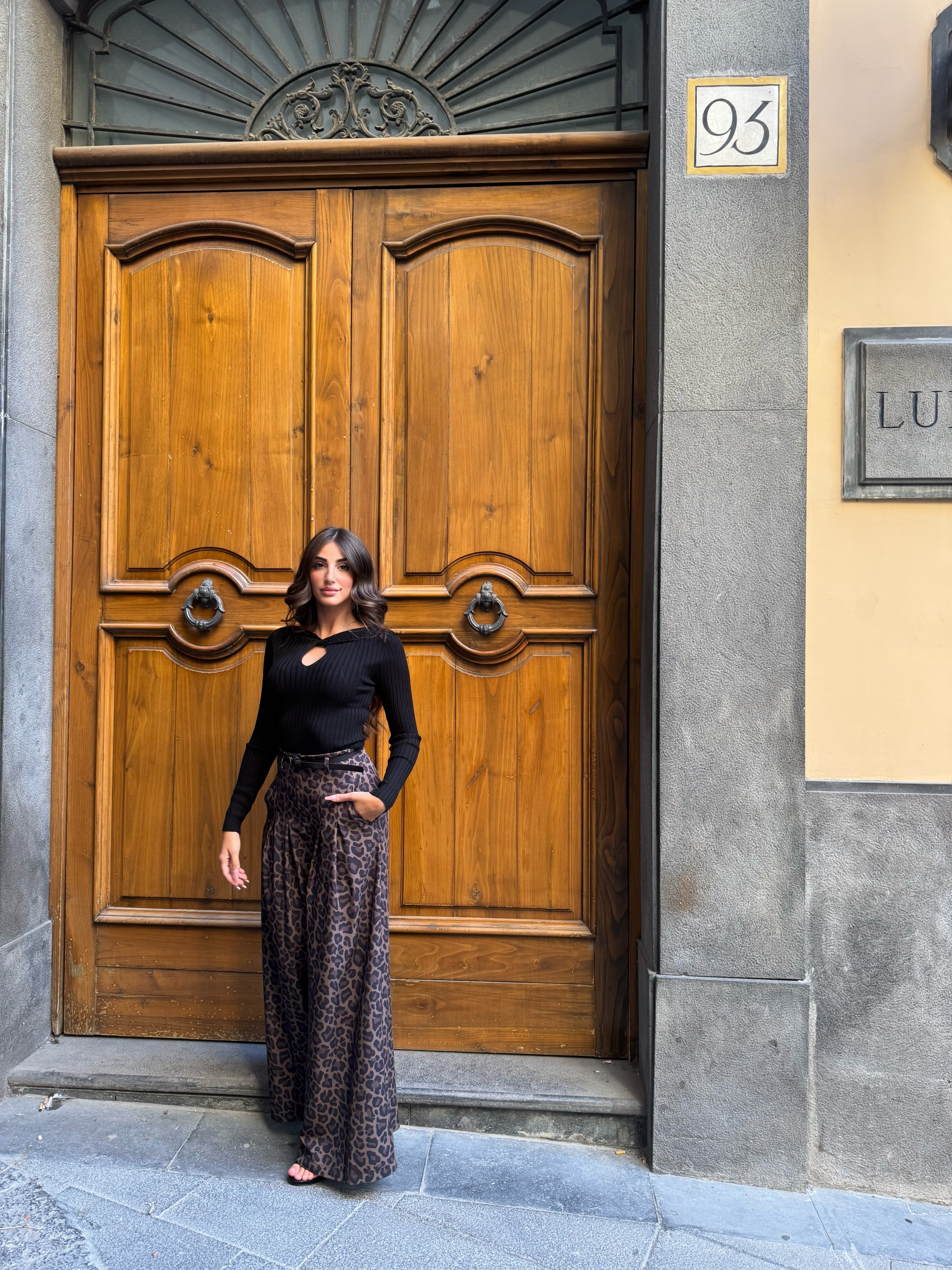 Pantaloni ampi vita alta stampati Imperial