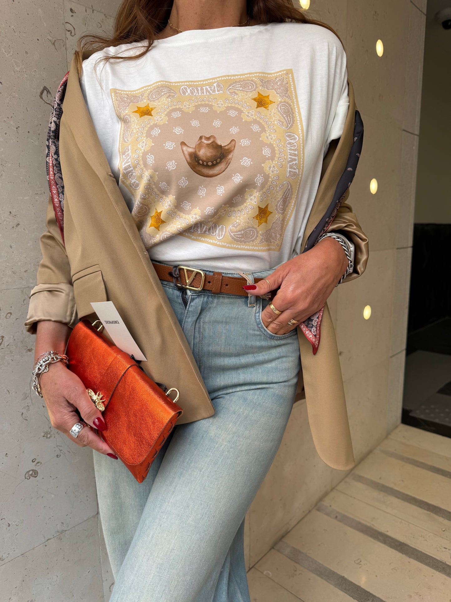 Blazer con bottoni e stampa geometrica Dixie