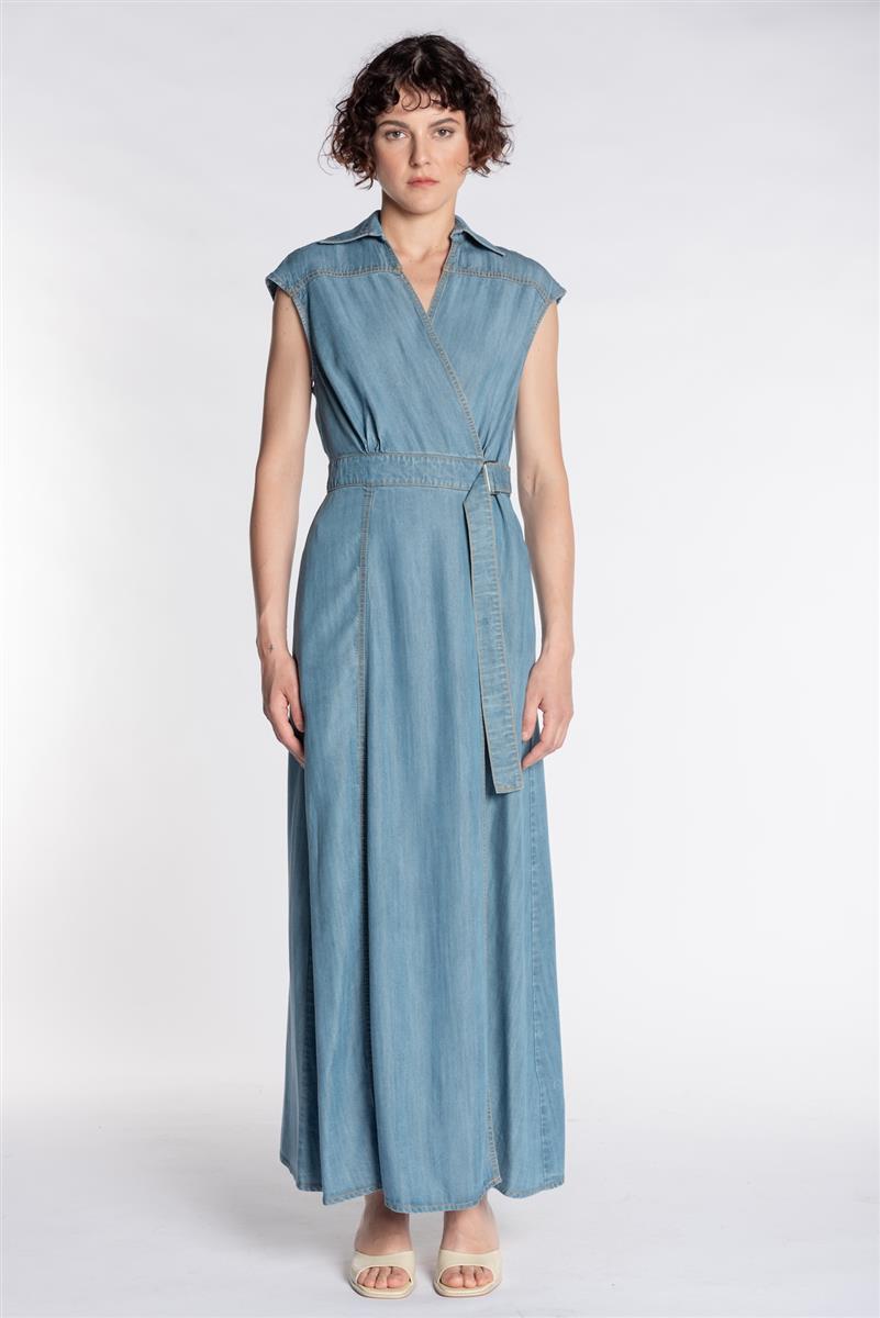 Abito a portafoglio in tencell effetto denim Kaos Denim