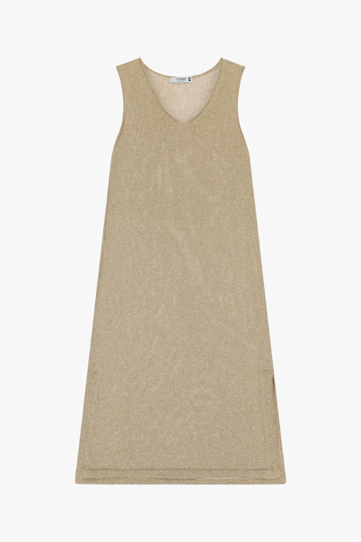 Abito midi smanicato scollo a v in maglina Please