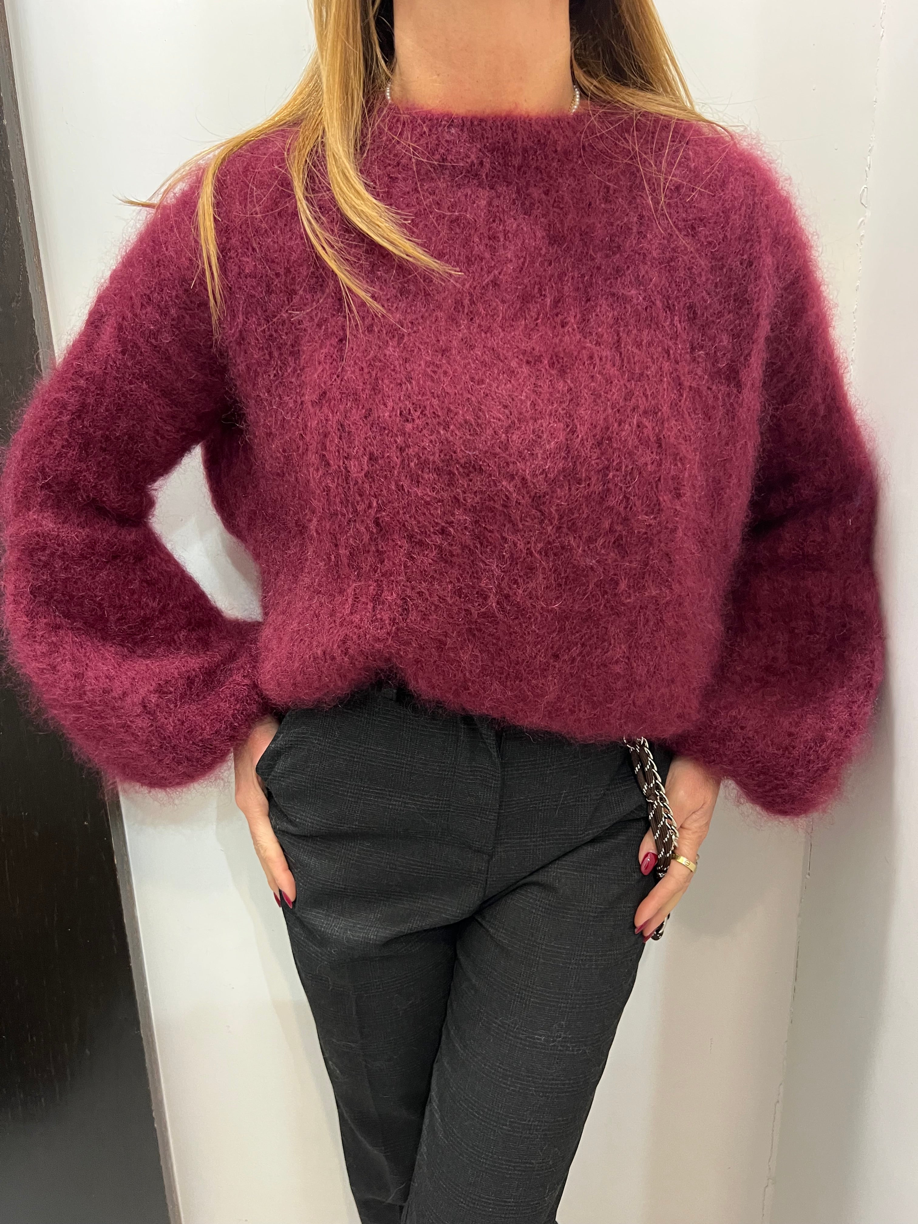 Maglia con manica balloon in mohair Emisphere