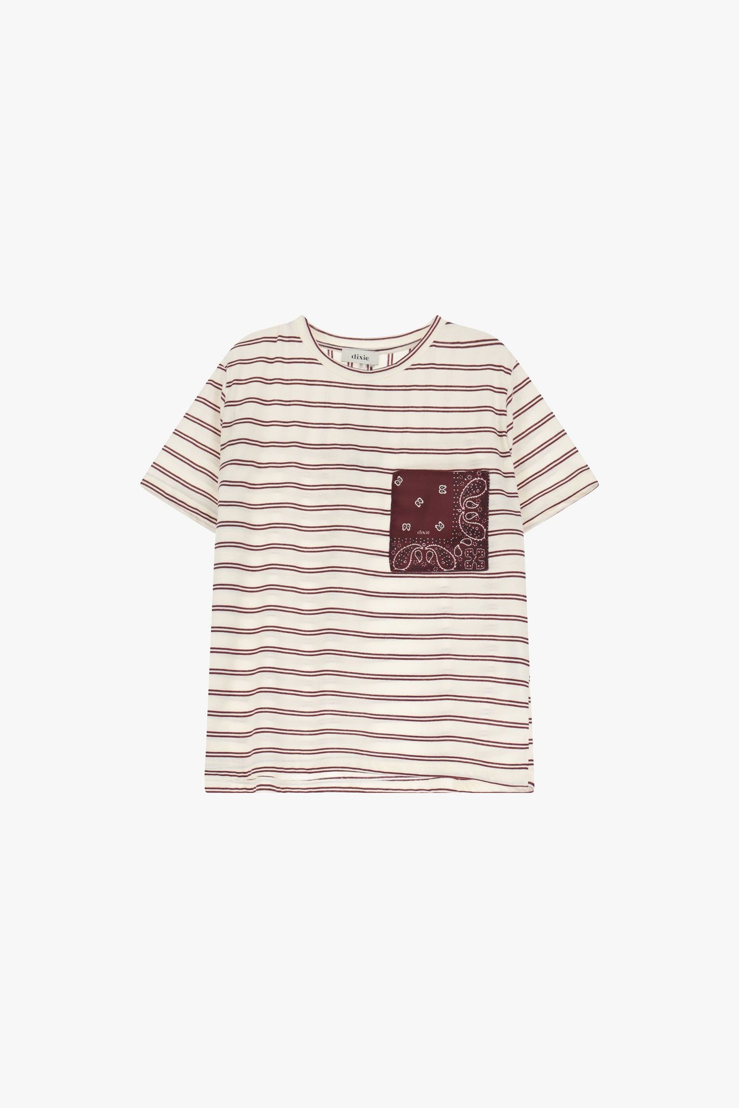 T-shirt a righe con tasca decorata Dixie