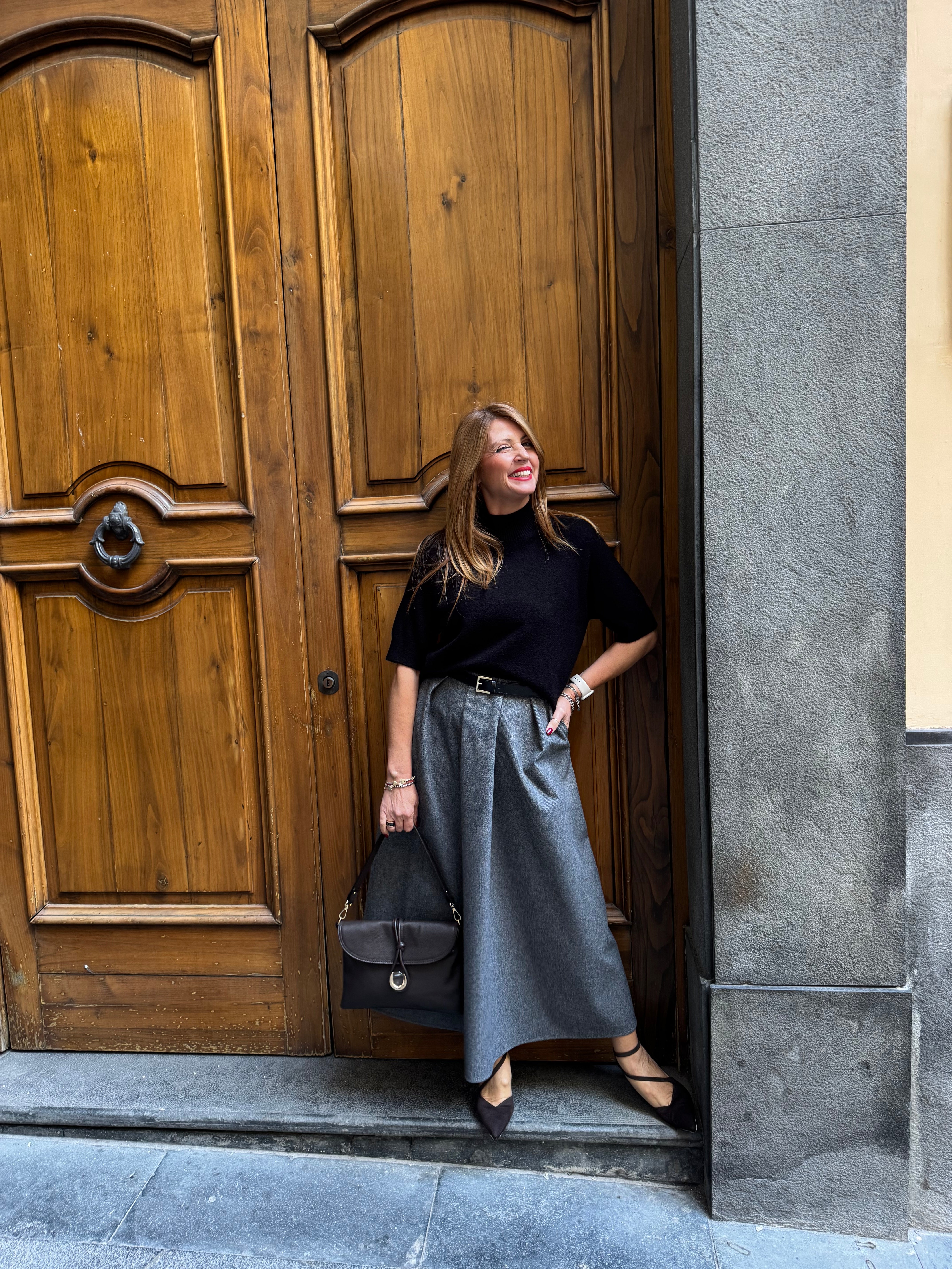 Gonna vita alta spigata con cintura di dotazione Imperial