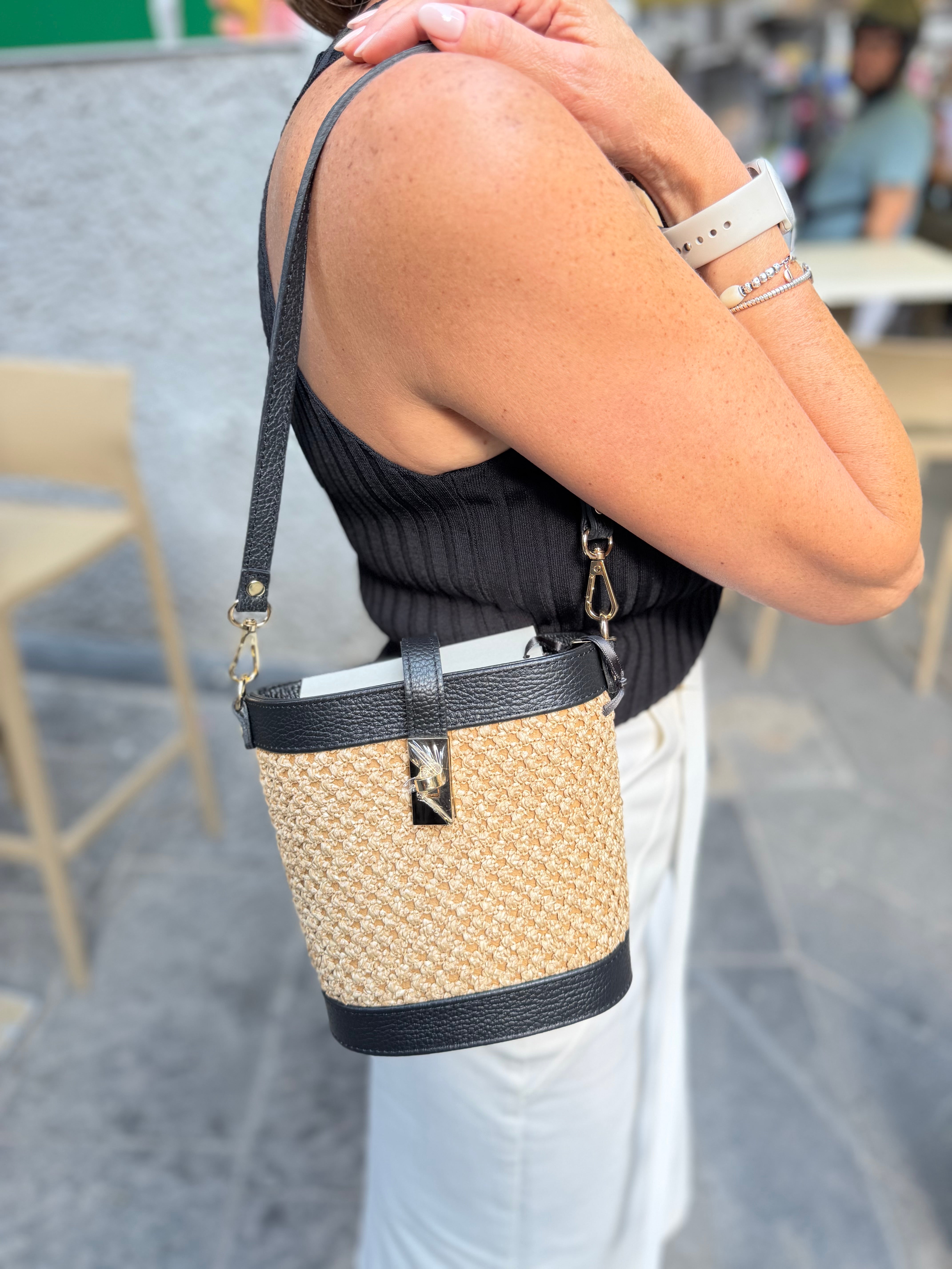 Borsa secchiello in rafia Emisphere