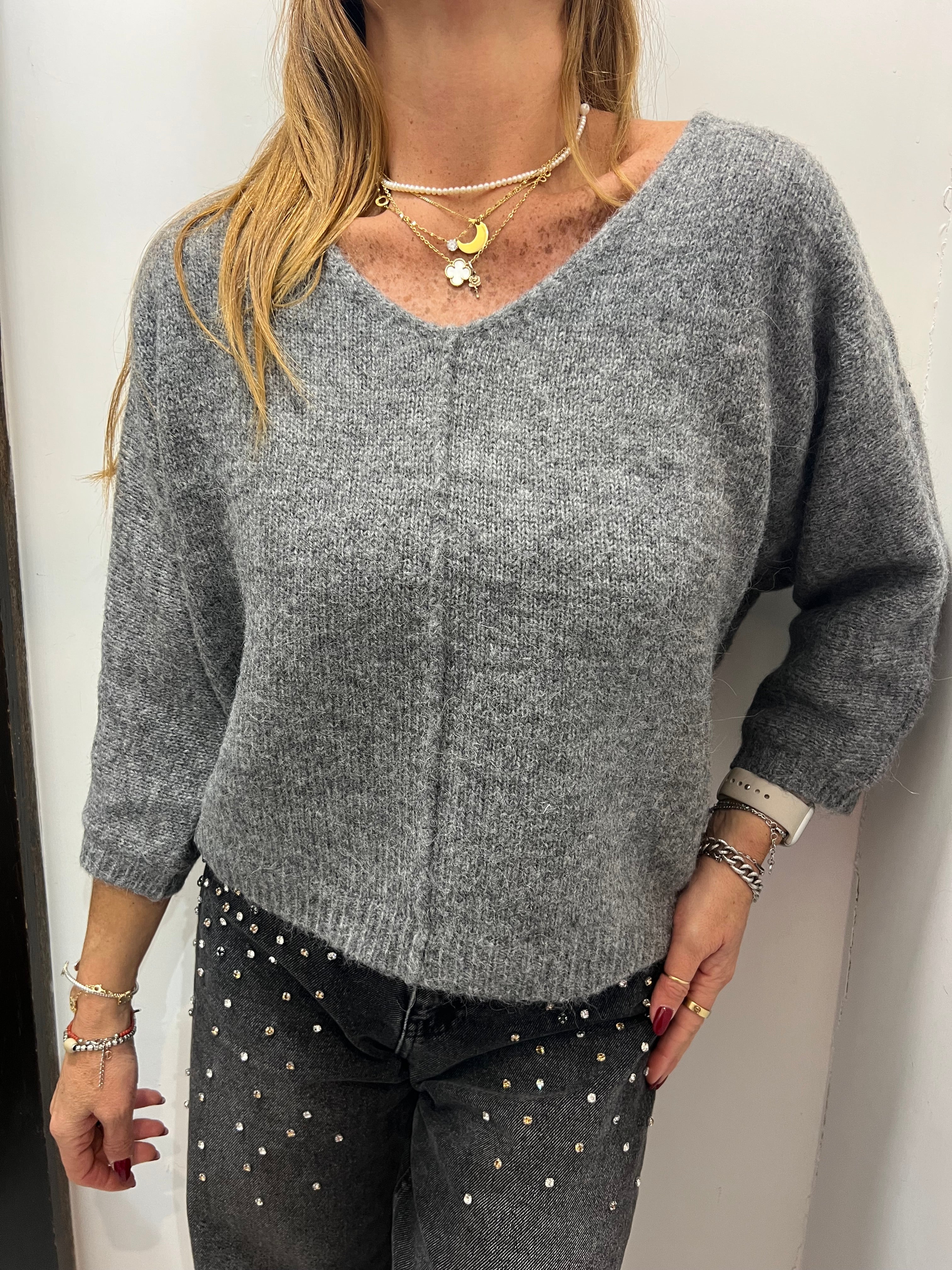 Pull scollo a v misto lana Emisphere