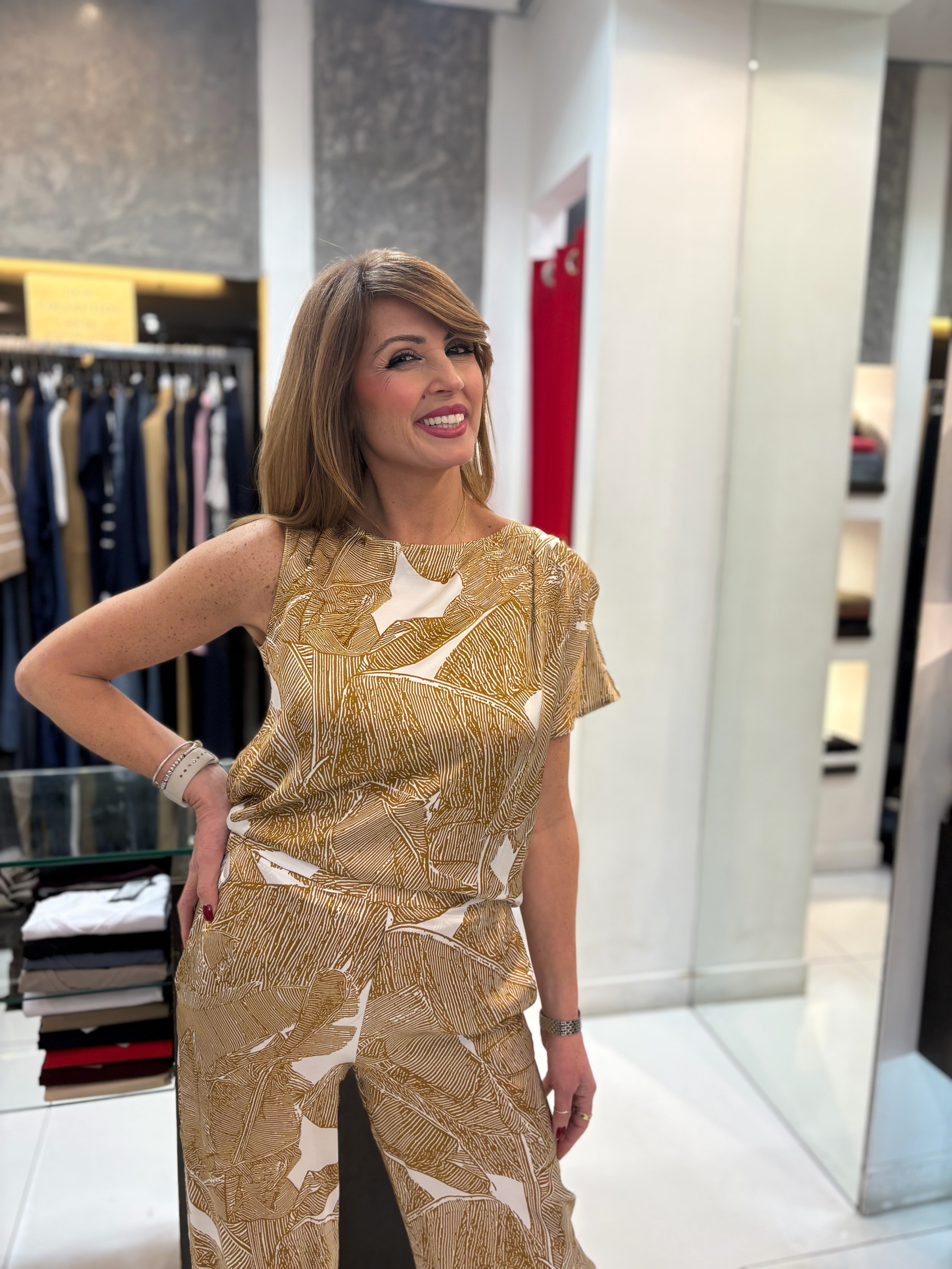 Blusa asimmetrica con stampa botanica Kaos Donna