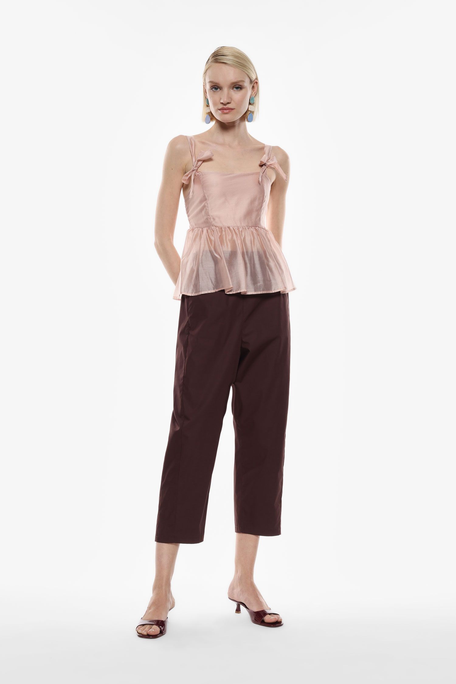 Pantaloni cropped a vita media elasticizzata Imperial