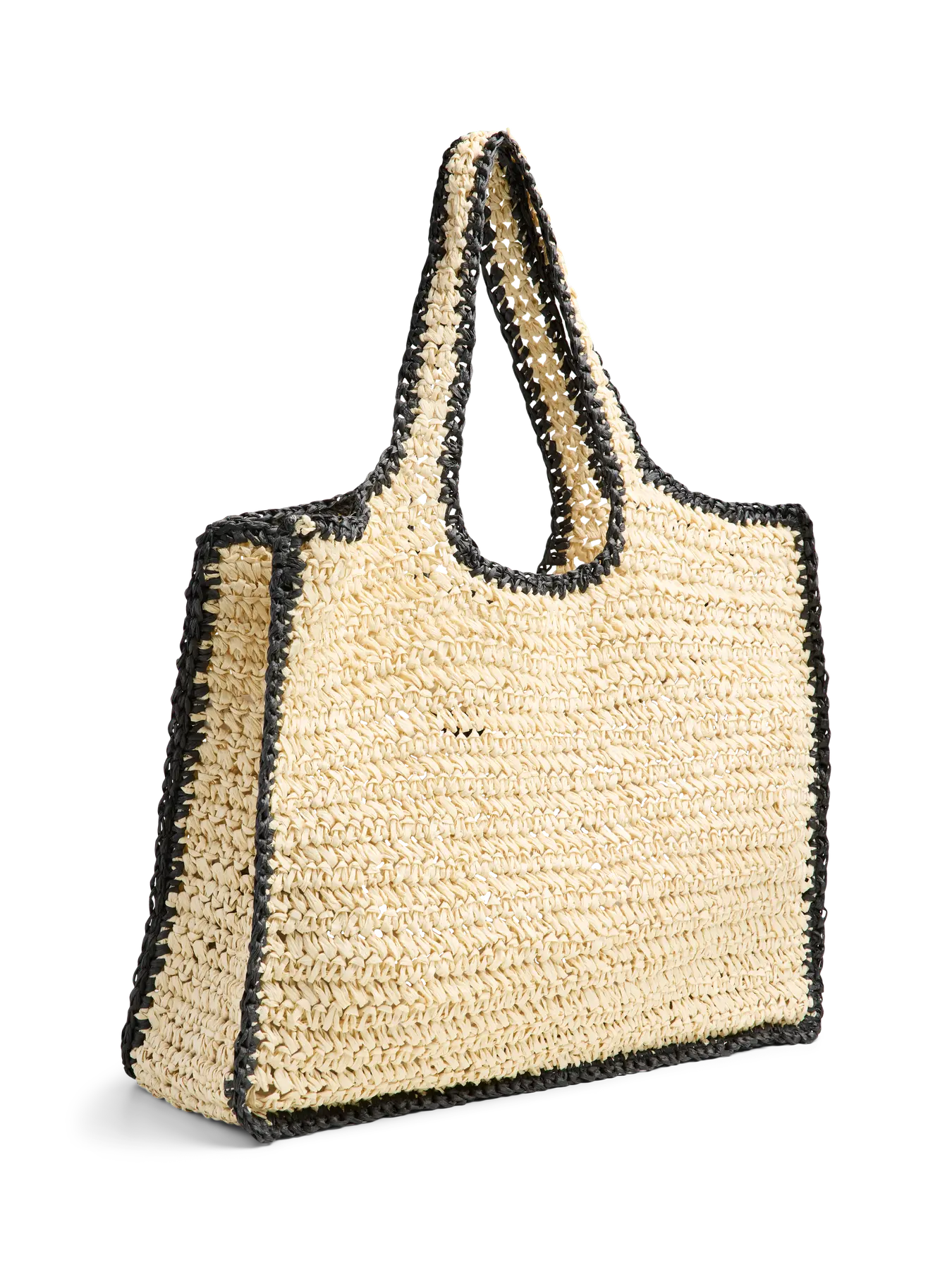 Shopper in pagliacarta con bordi a contrasto Pieces