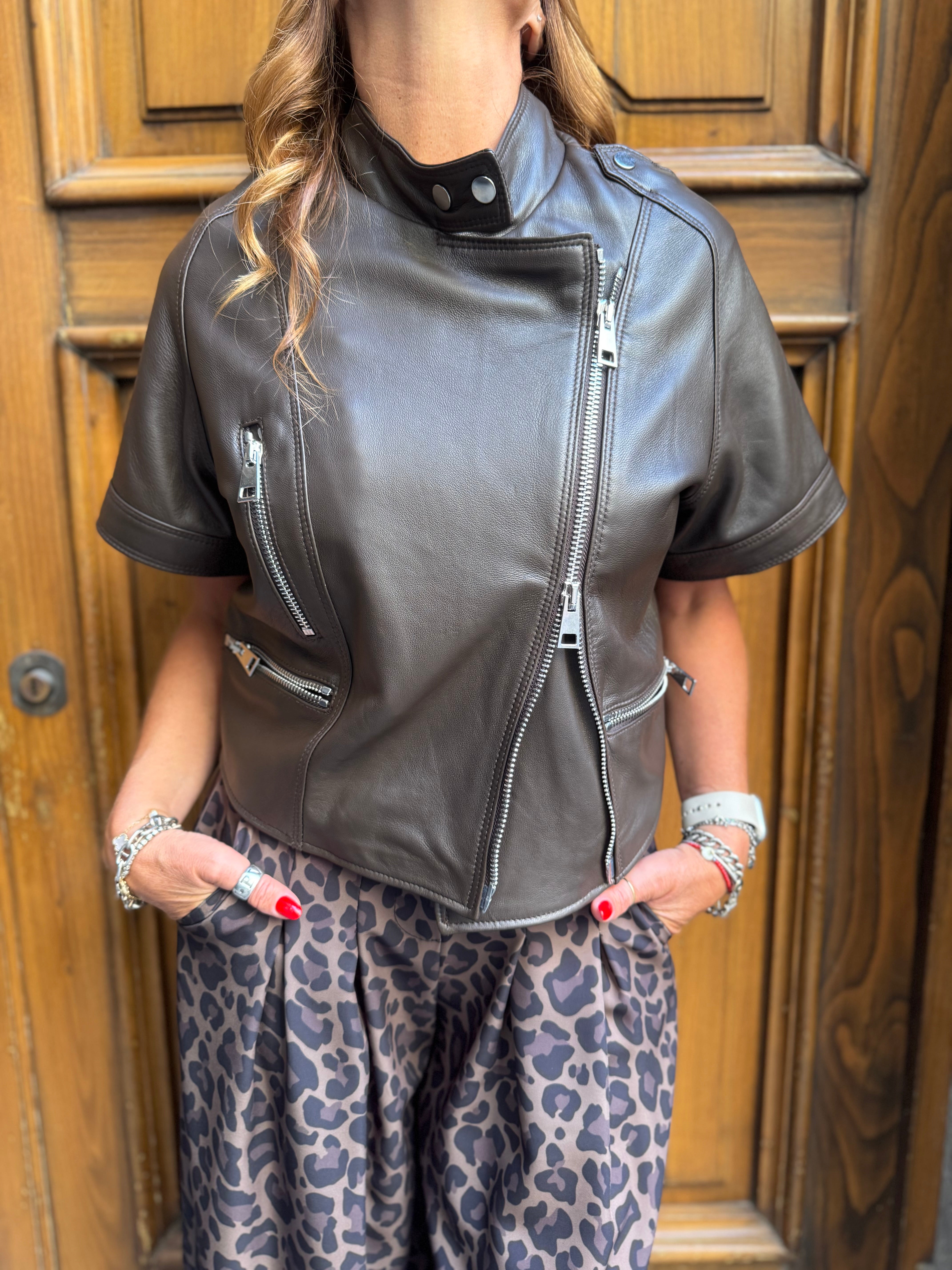Biker manica corta in pelle Imperial