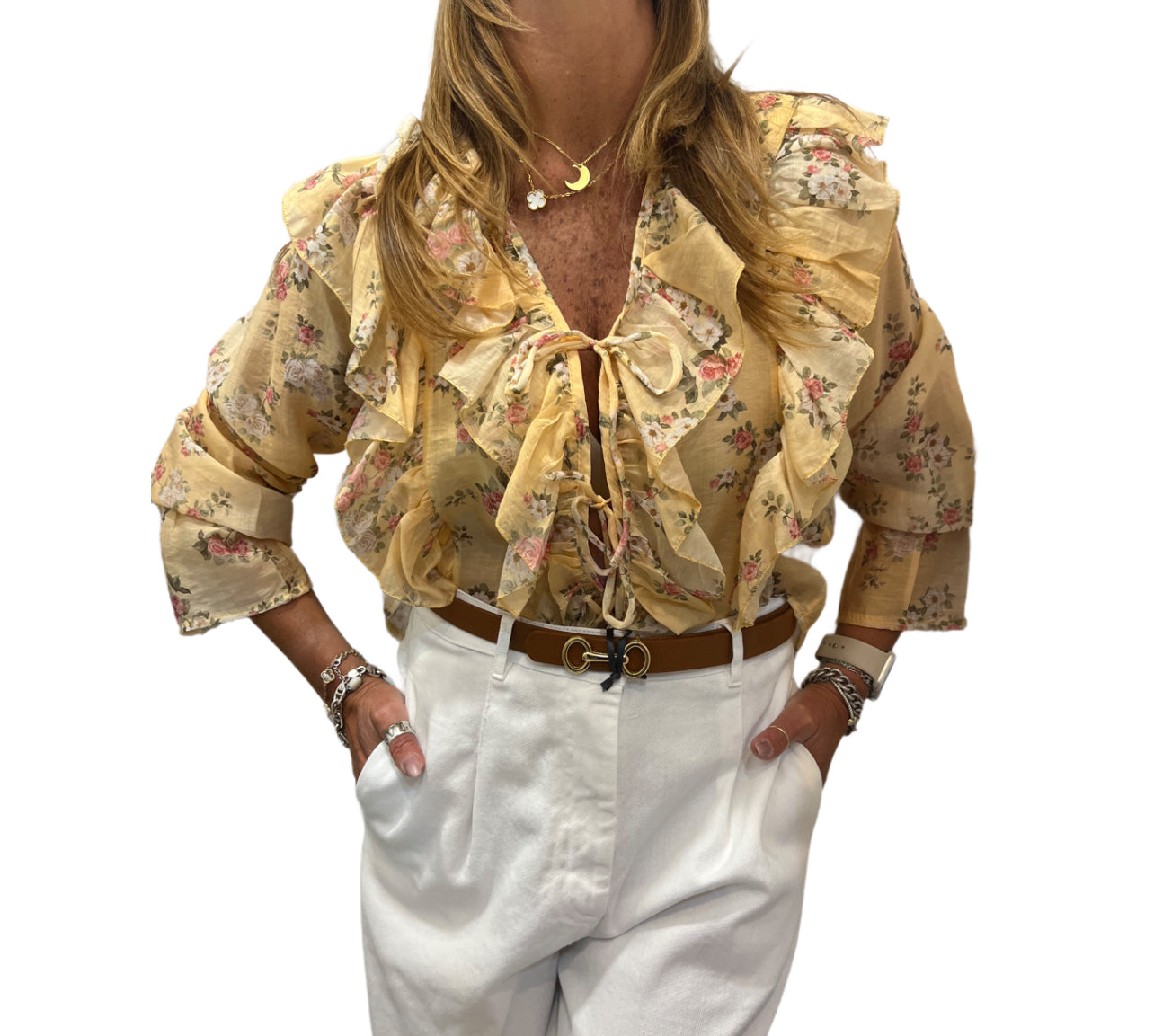 Camicia Caracas con lacci fiorata Emisphere