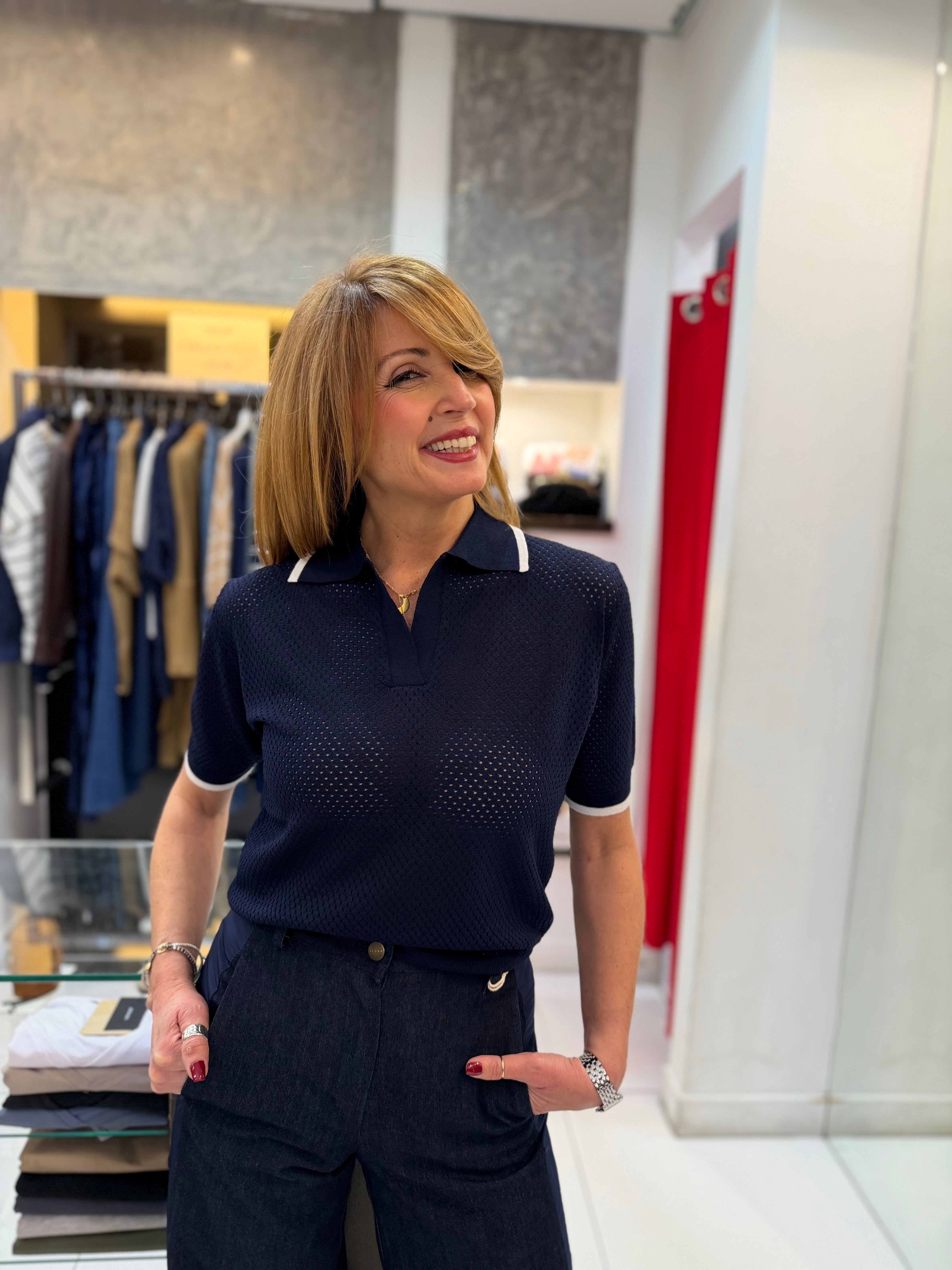 Polo traforata con bordino a contrasto Kaos Jeans