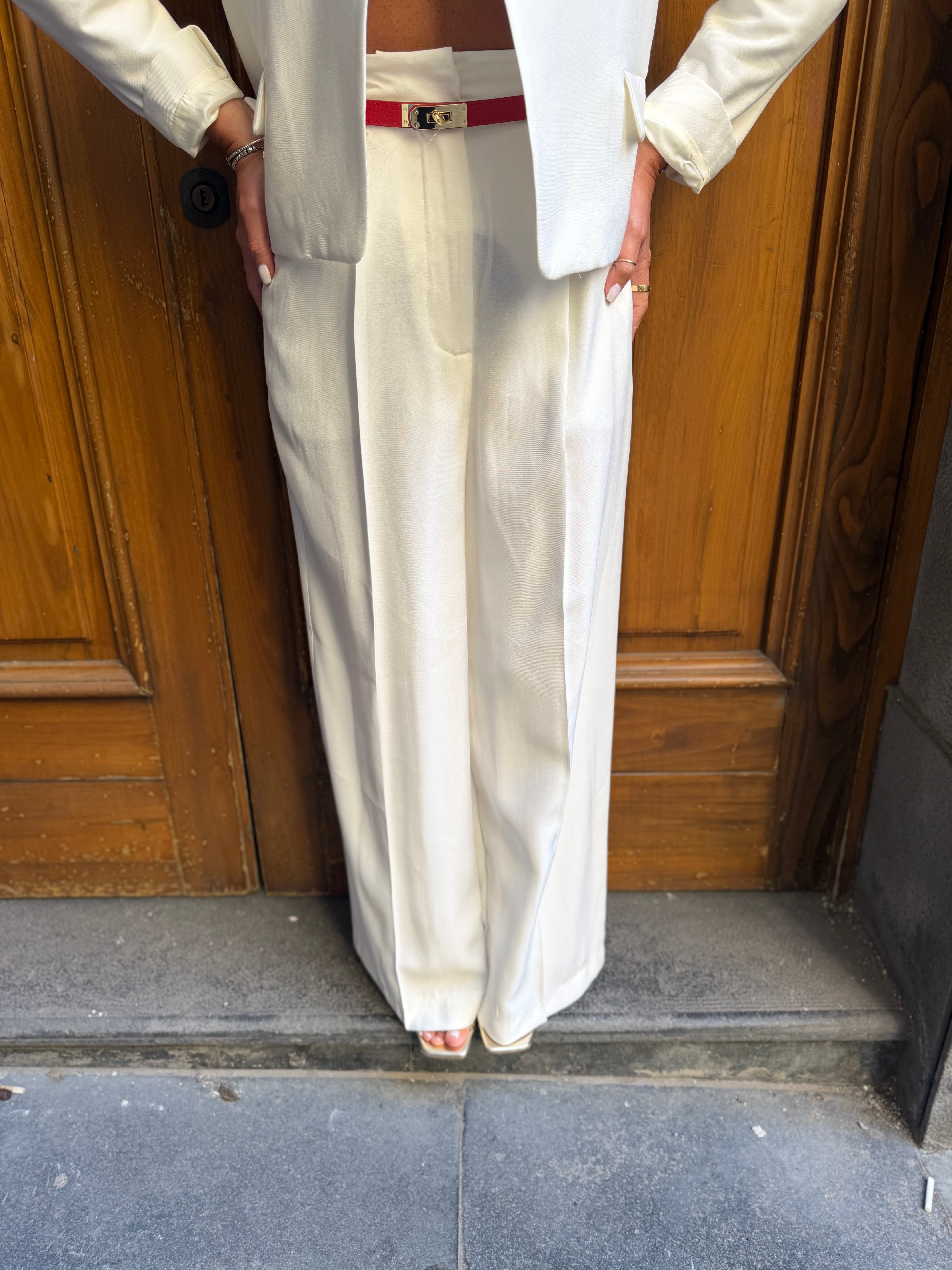 Pantaloni palazzo a vita alta con pinces Dixie