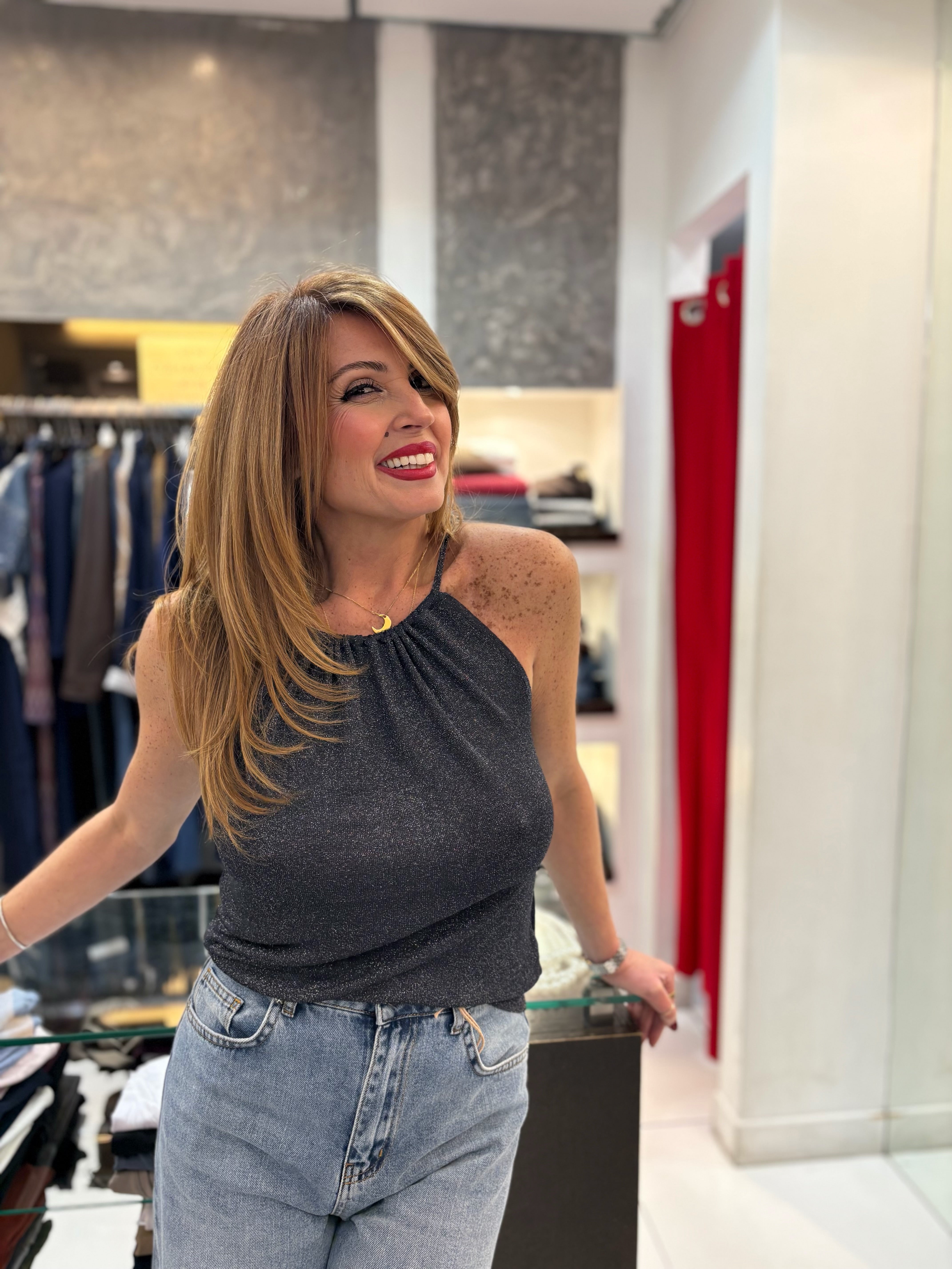 Top in maglia halter lurex Kaos Donna