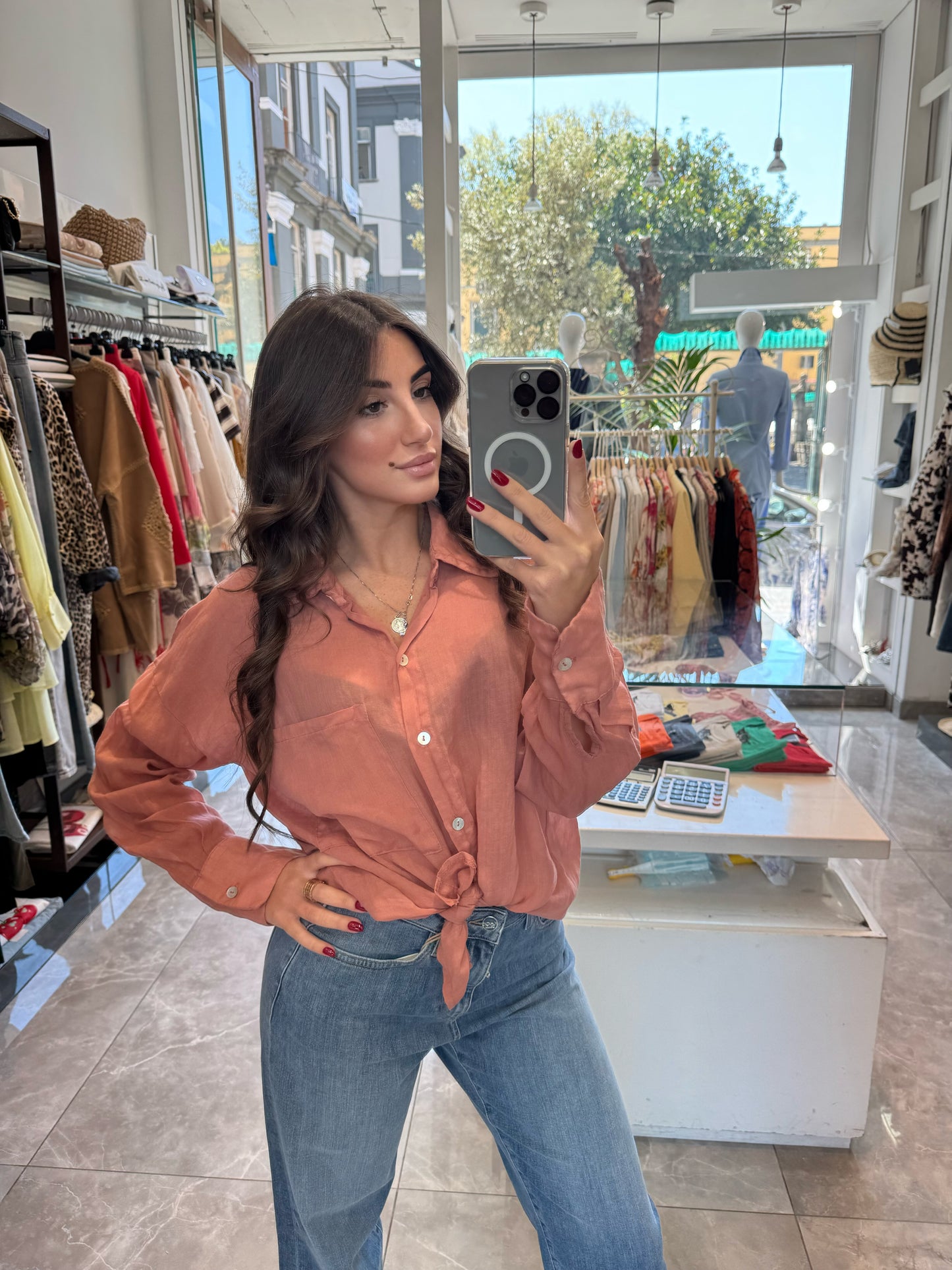 Camicia Barbados in lino basic Emisphere