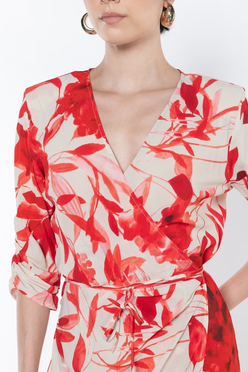 Abito lungo scollo a V floreale Kaos Donna