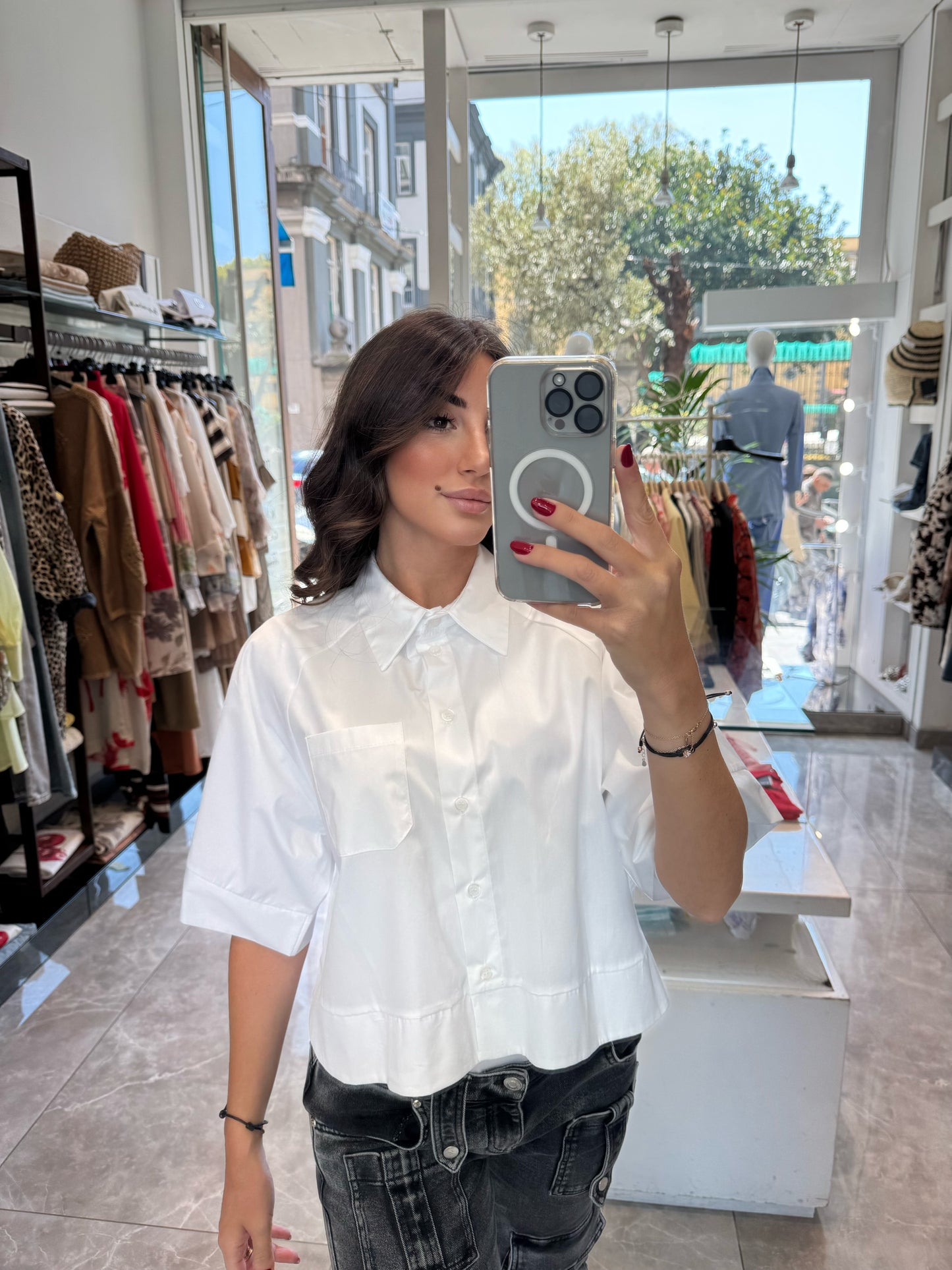 Camicia crop in cotone Imperial