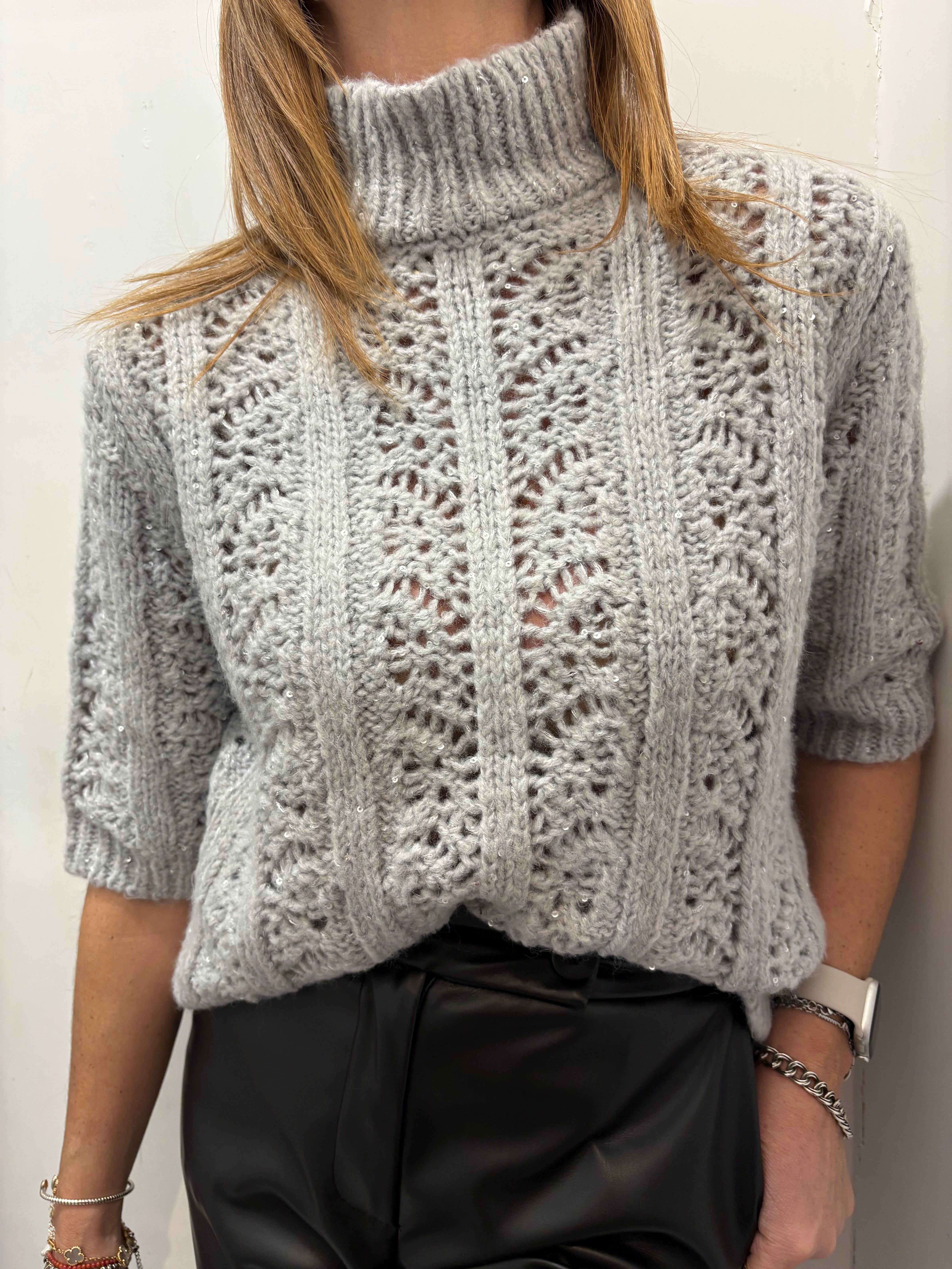 Maglia traforata con micro paillettes Imperial