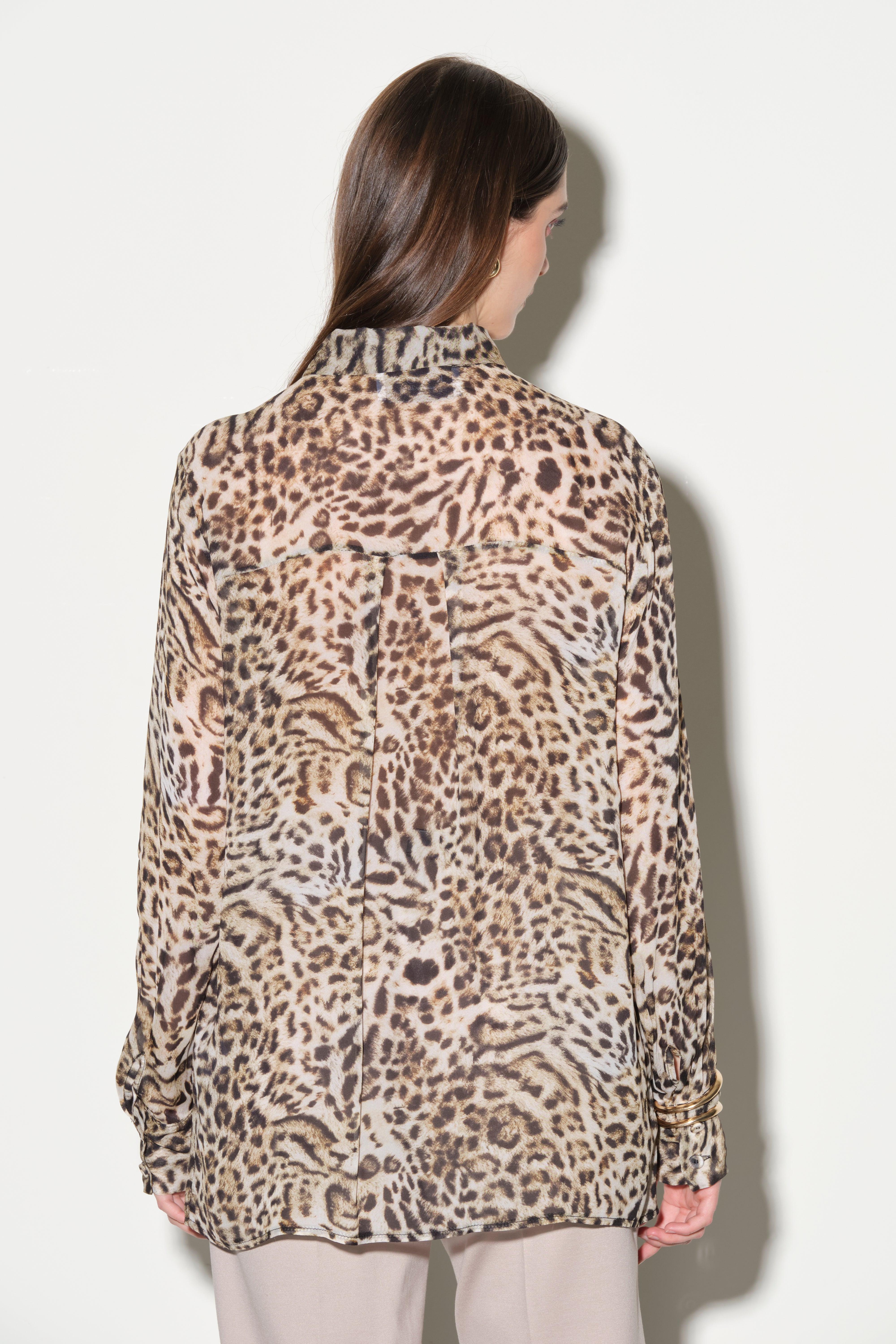 Camicia in Voile Animalier Leopardato Kaos Donna