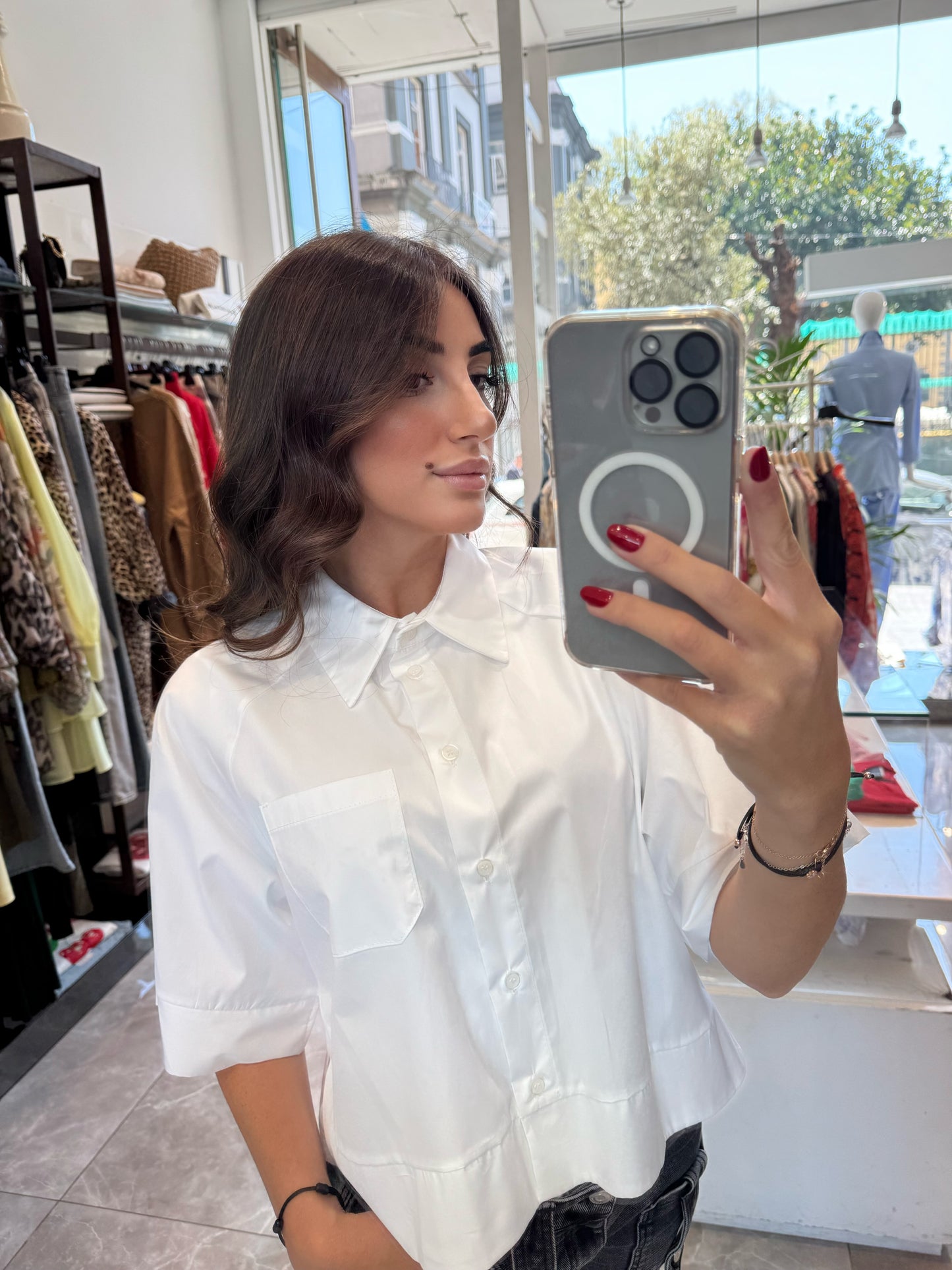 Camicia crop in cotone Imperial
