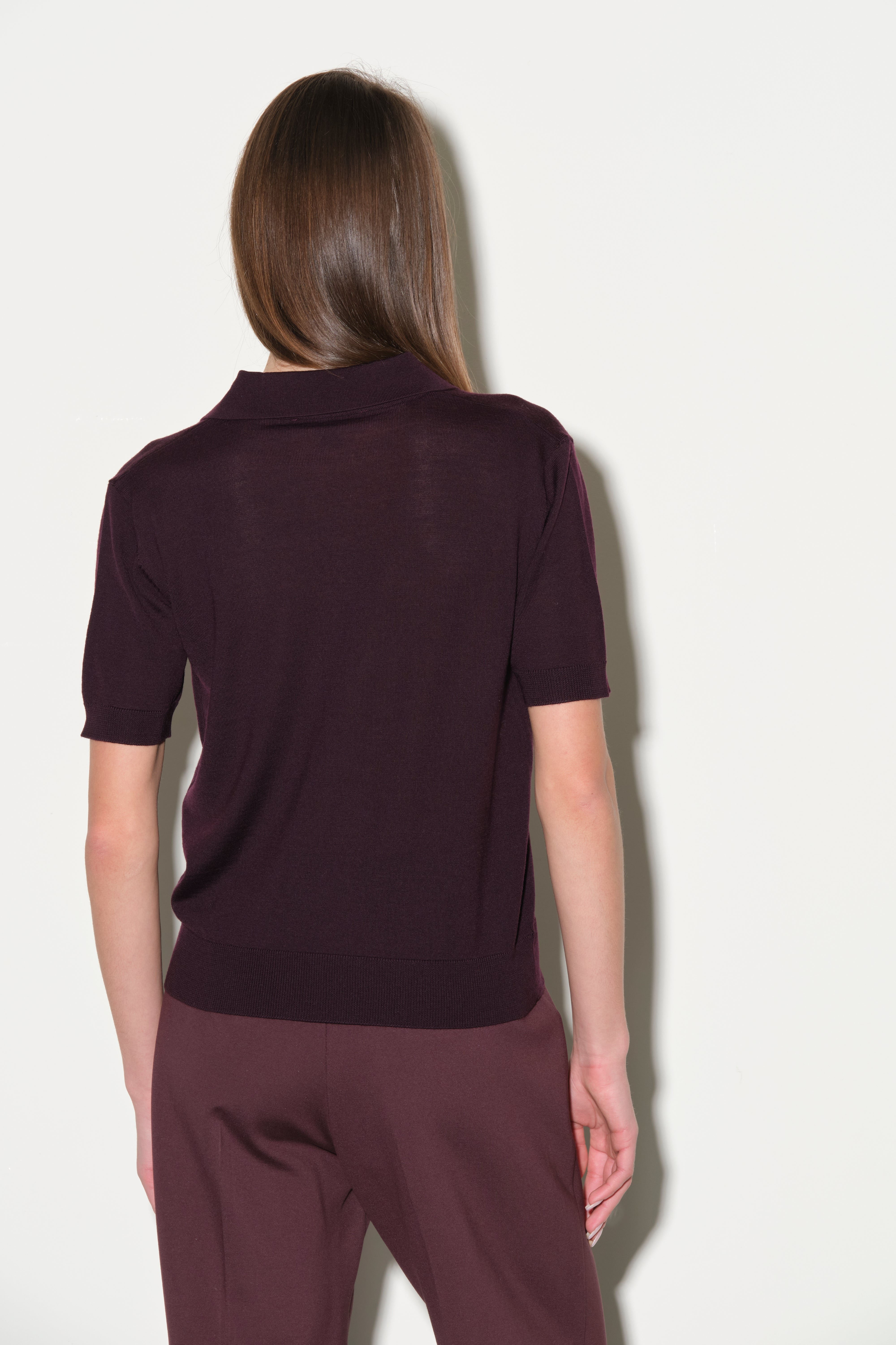 Maglia Polo in Lana Merinos a Manica Corta Kaos Donna