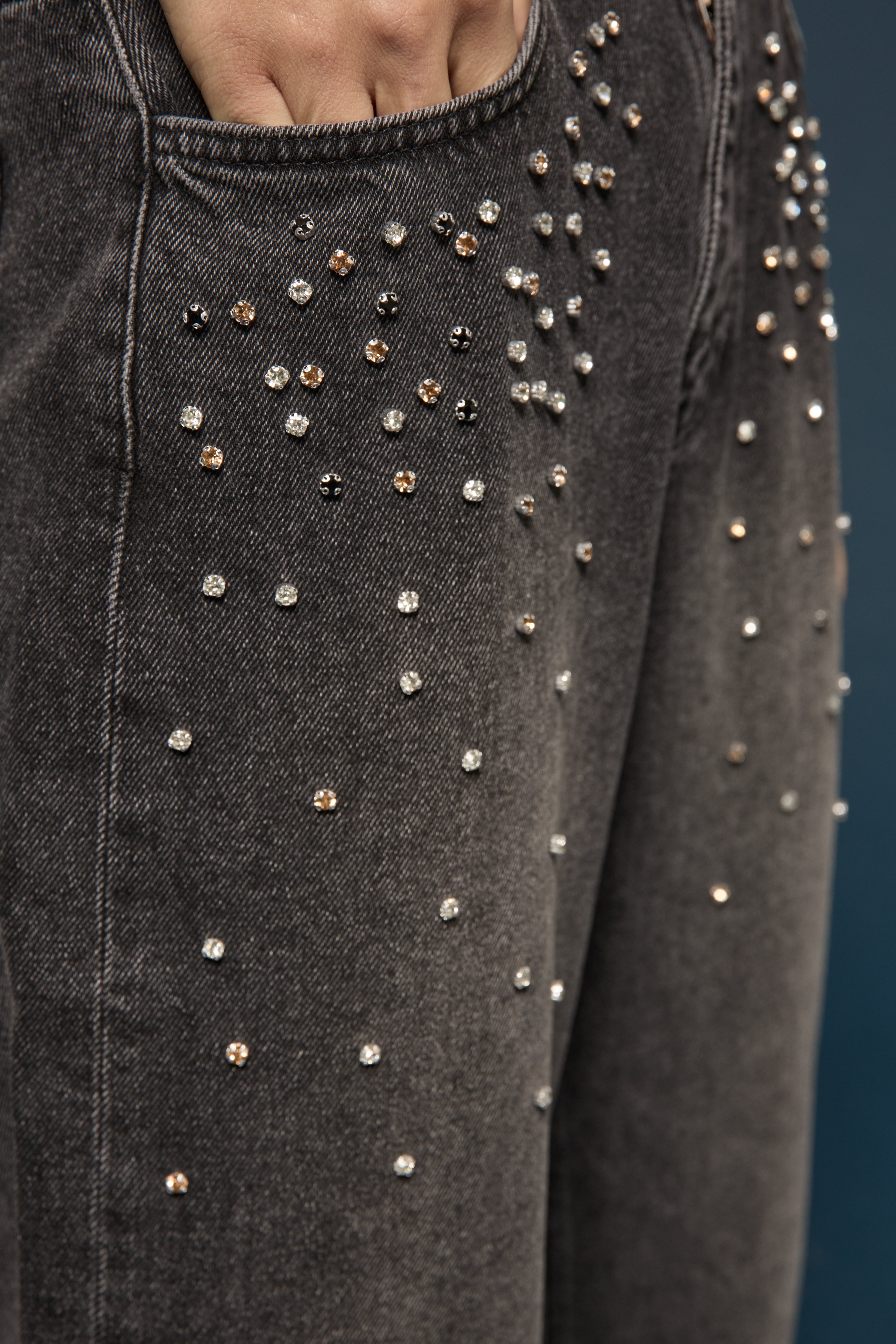 Jeans nero con strass Kaos Denim