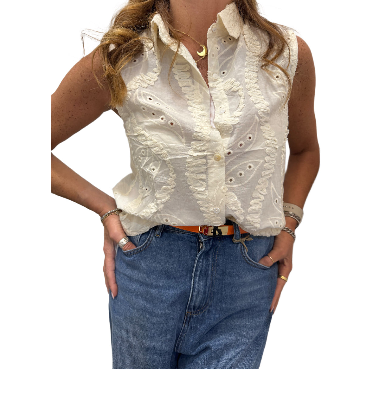 Camicia smanicata in san gallo Emisphere