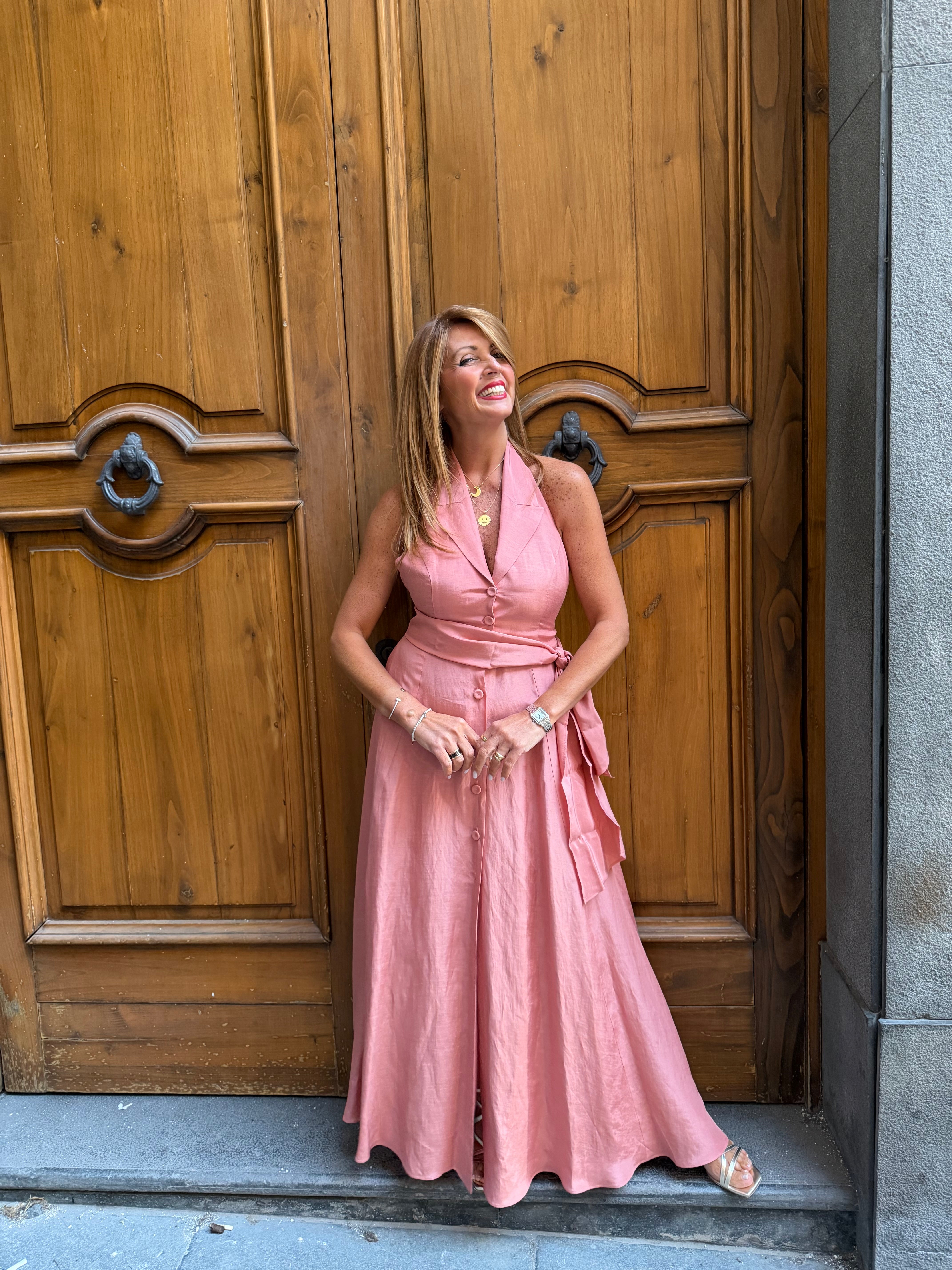 Abito lungo con collo e revers Hanita