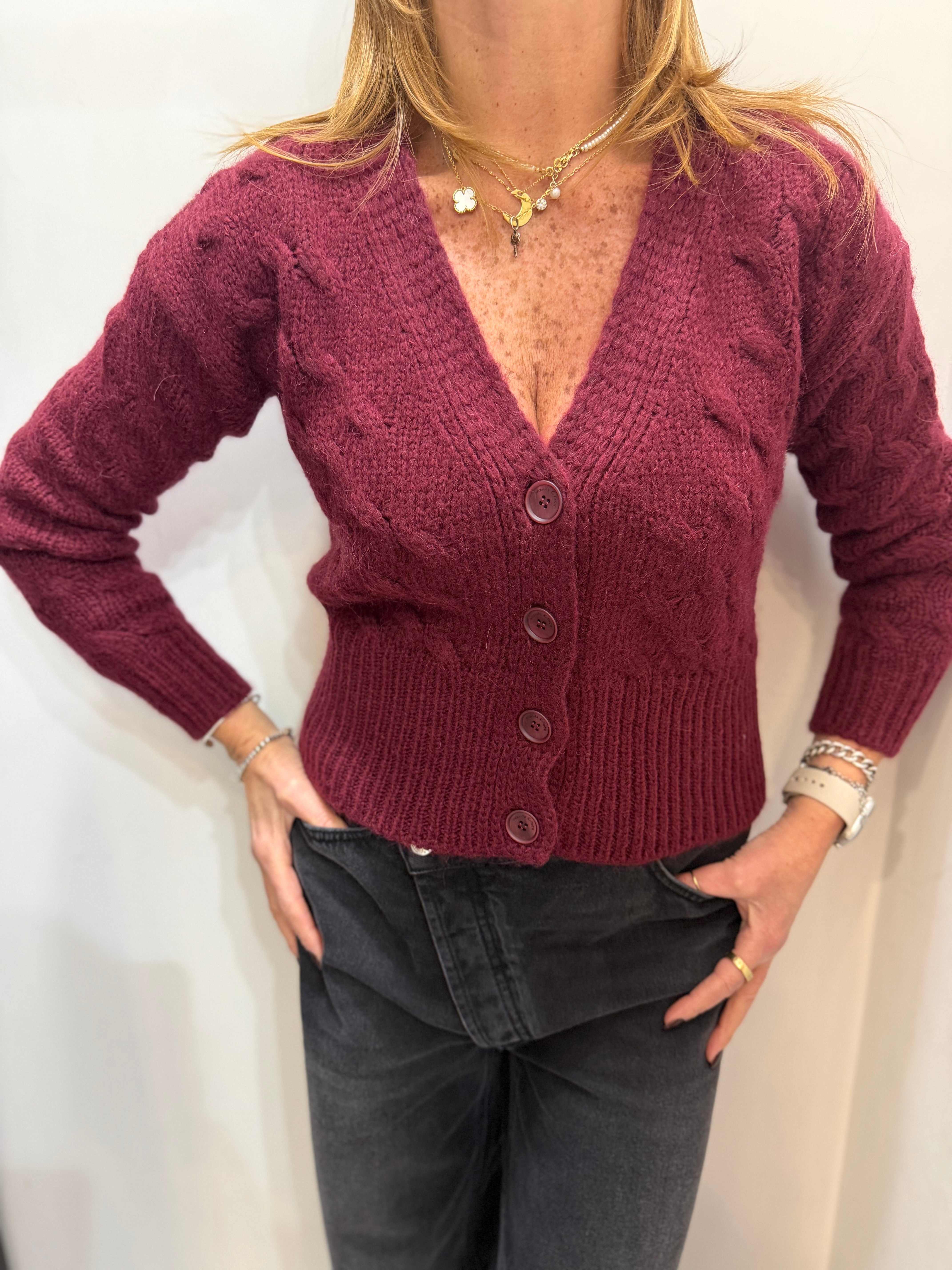 Cardigan treccia in misto mohair Manila Grace
