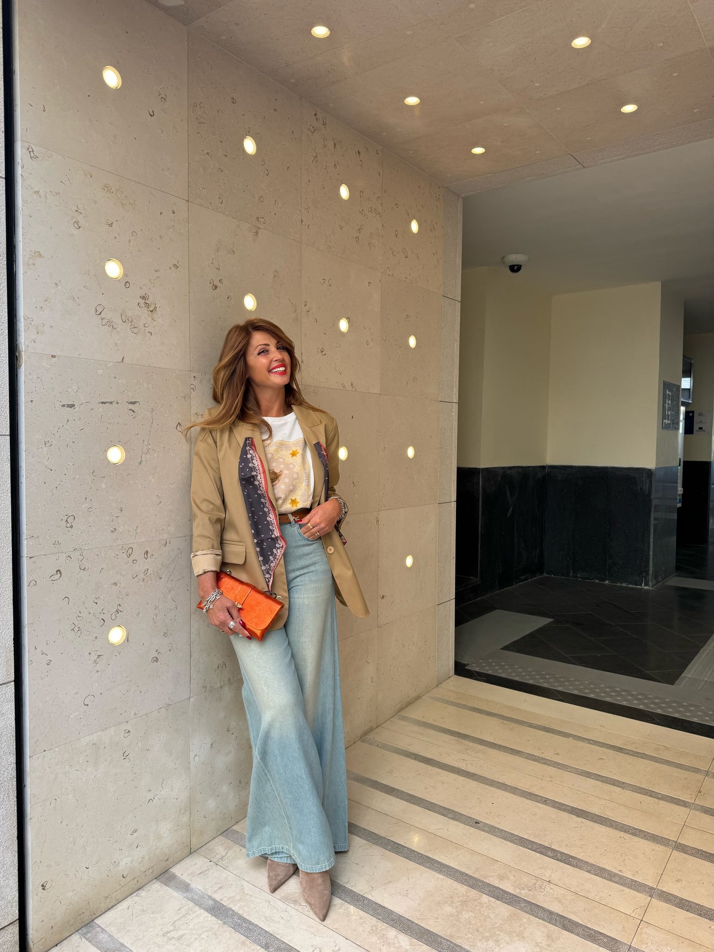 Blazer con bottoni e stampa geometrica Dixie