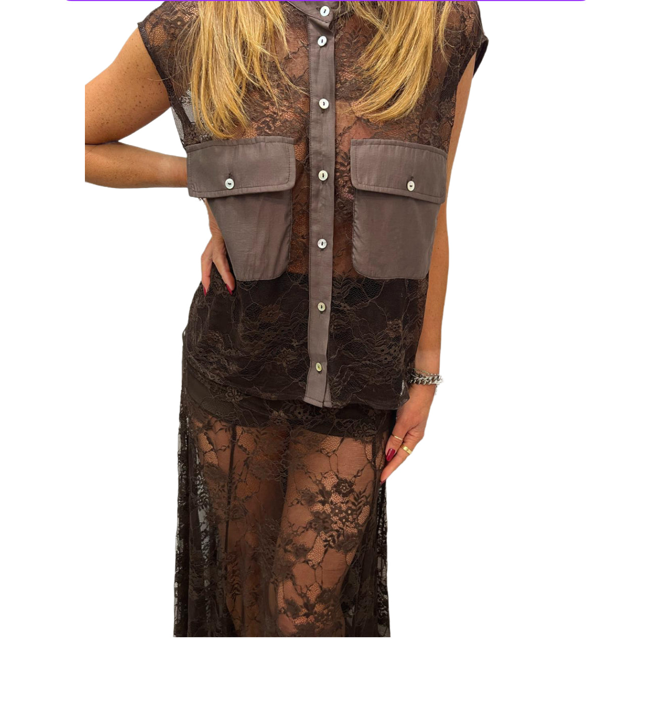 Camicia in pizzo con taschini Dixie