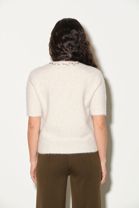 Maglia fluffy con applicazioni gioiello Kaos Donna