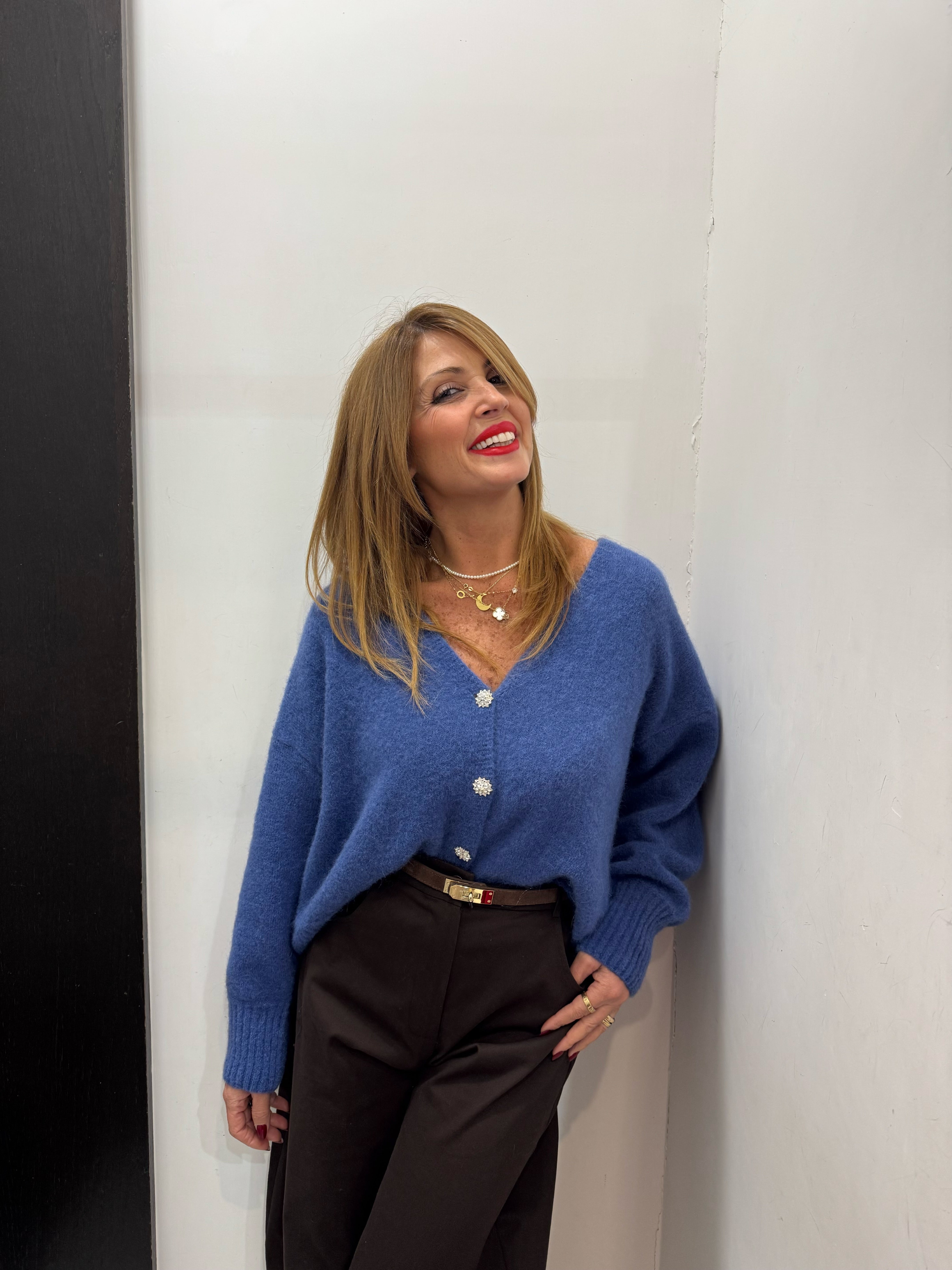 Cardigan in misto alpaca e bottoni gioiello Emisphere