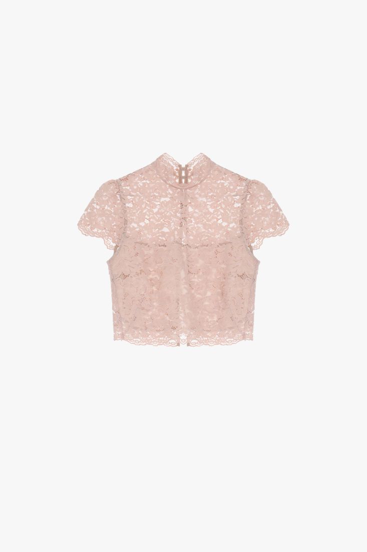 Top con maniche corte in pizzo Imperial